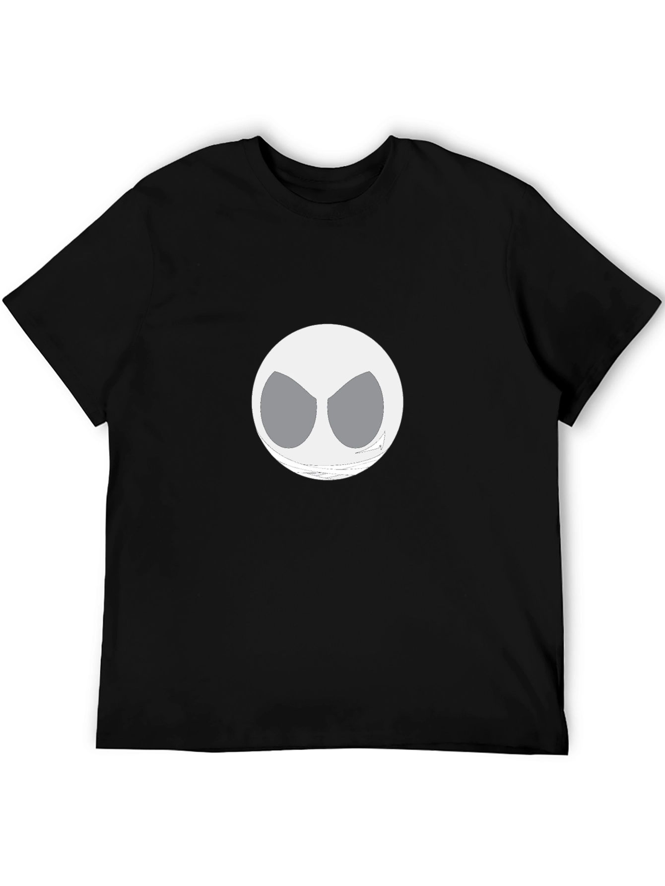 Mens Black Graphic T-Shirt with Unique White Face Design
