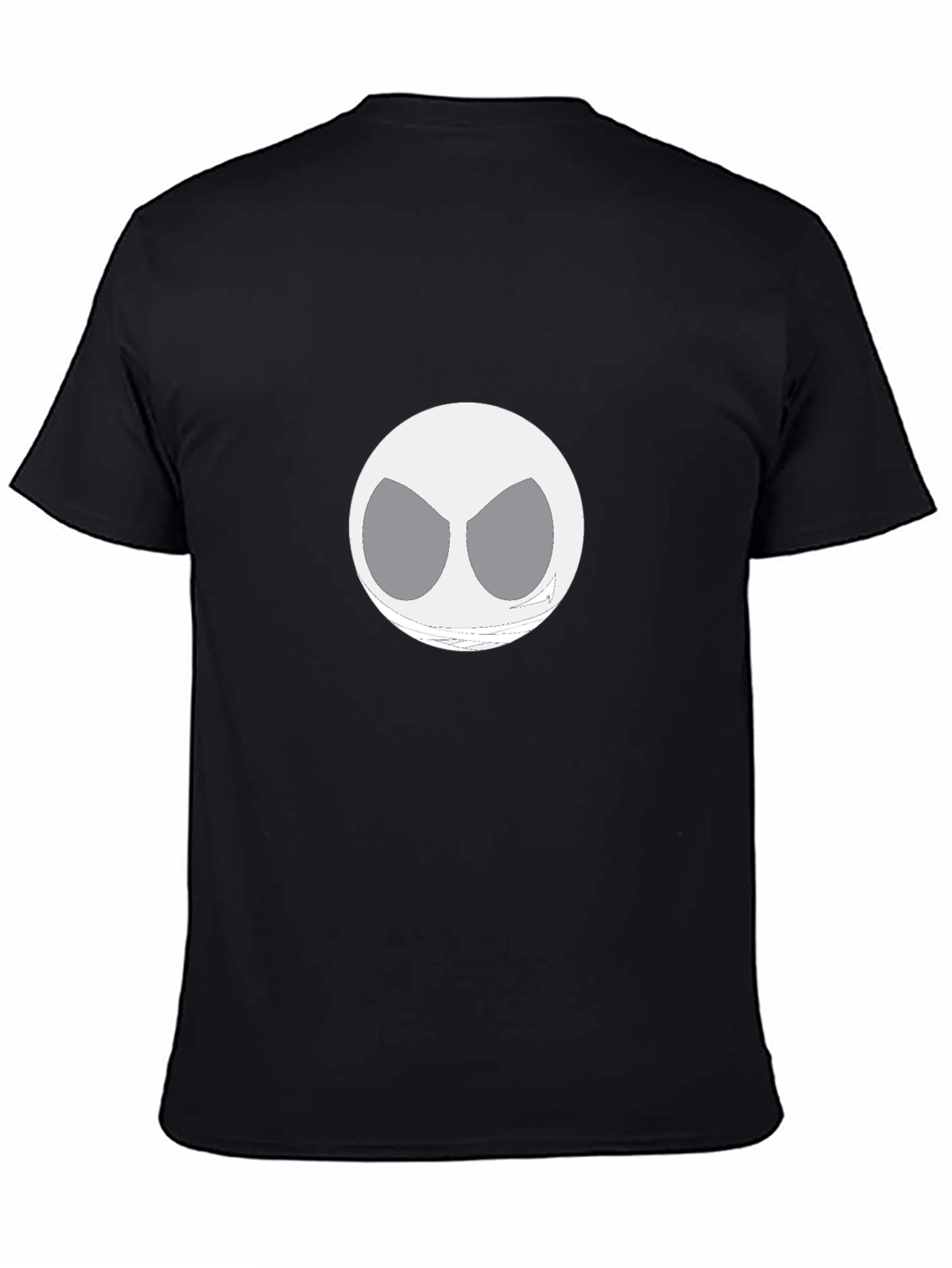 Mens Black Graphic T-Shirt with Unique White Face Design