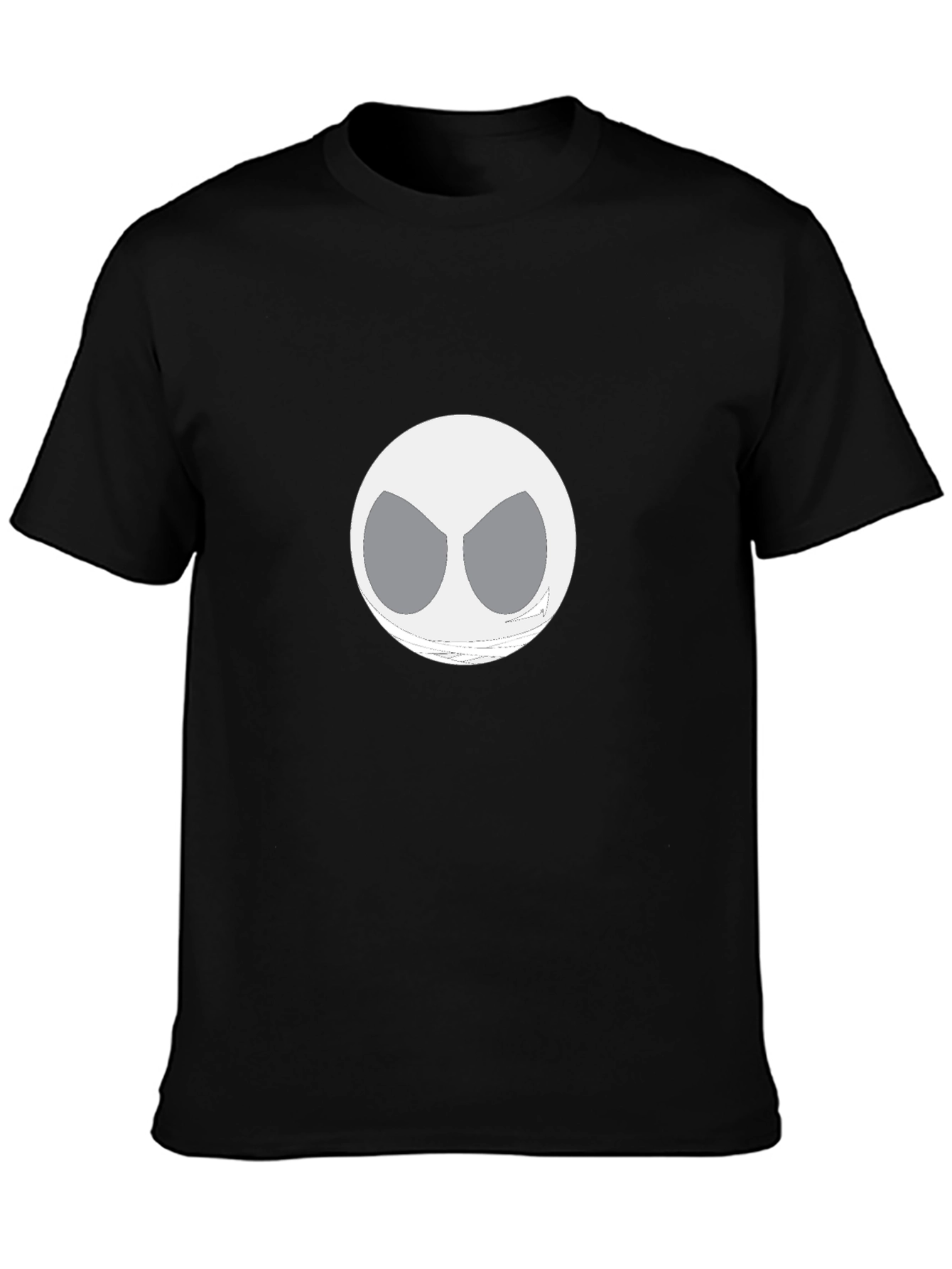 Mens Black Graphic T-Shirt with Unique White Face Design