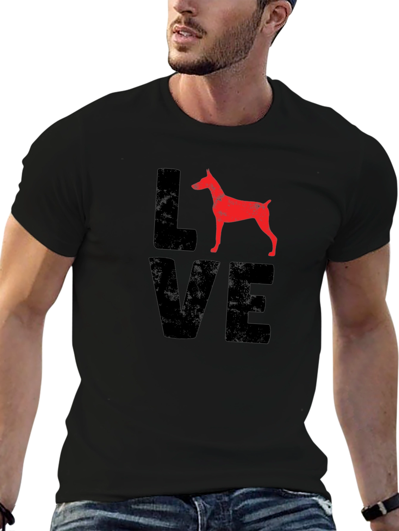 Dog Lover Tee - Red Dog Silhouette LOVE Design