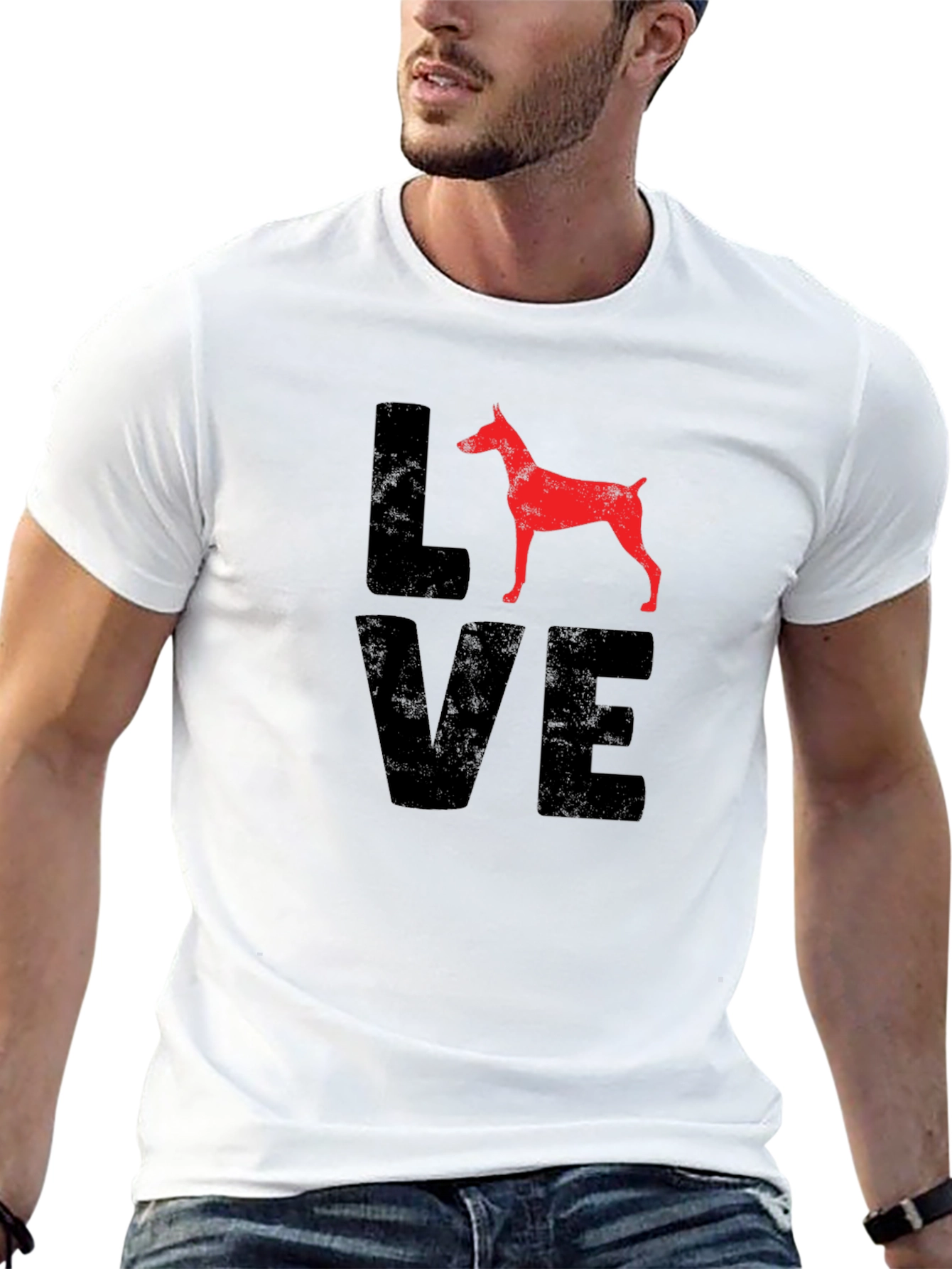 Dog Lover Tee - Red Dog Silhouette LOVE Design