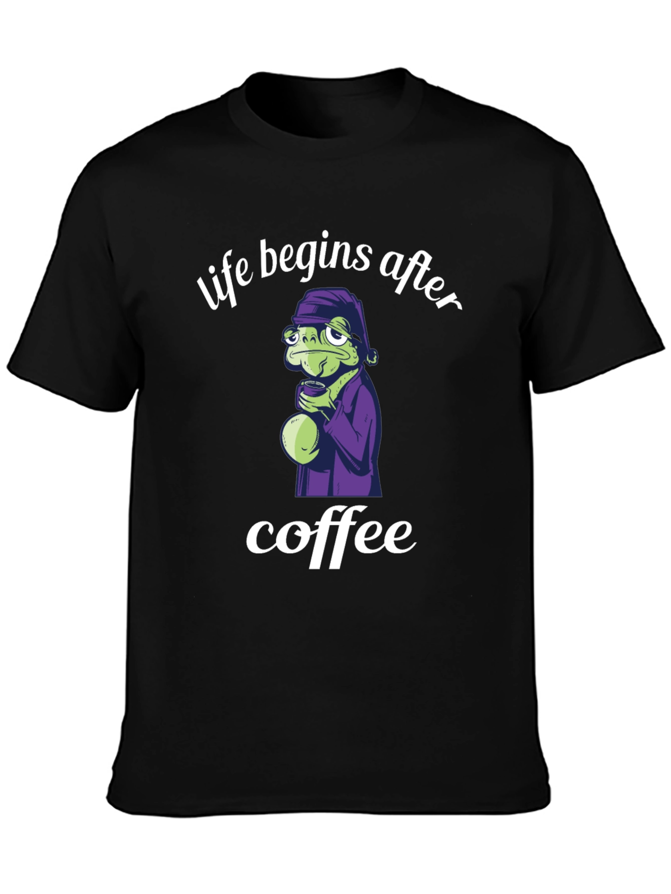 Life Begins After Coffee Black T-Shirt