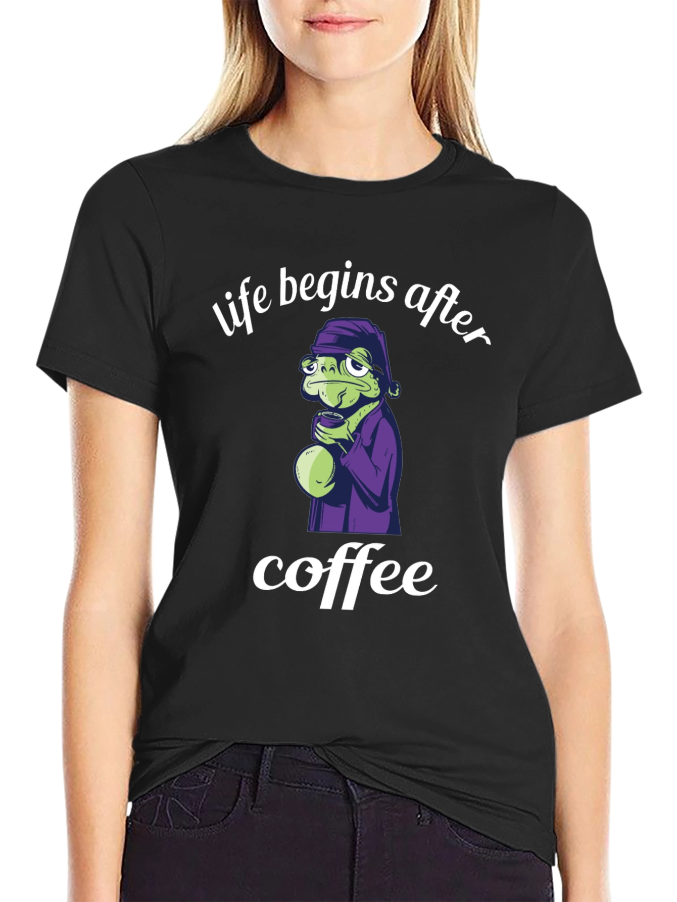 Life Begins After Coffee Black T-Shirt