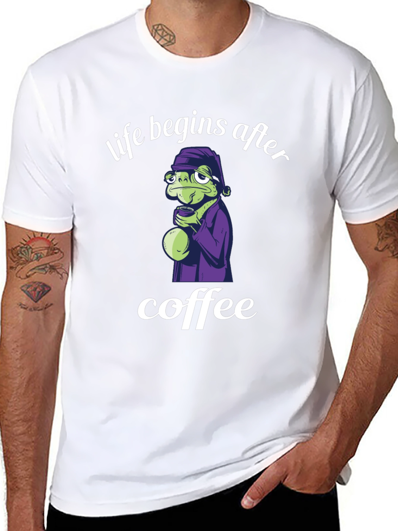 Life Begins After Coffee Black T-Shirt