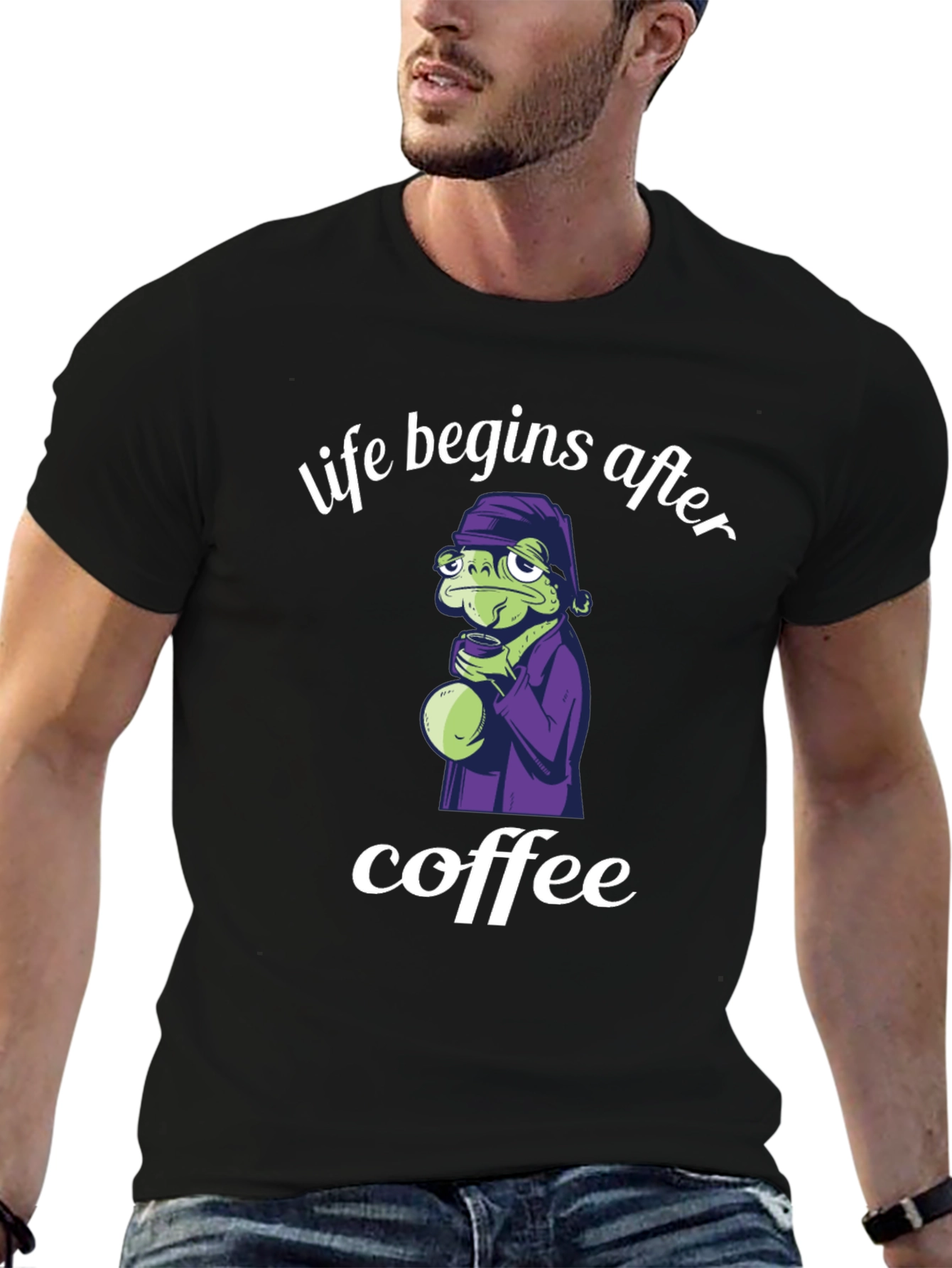 Life Begins After Coffee Black T-Shirt