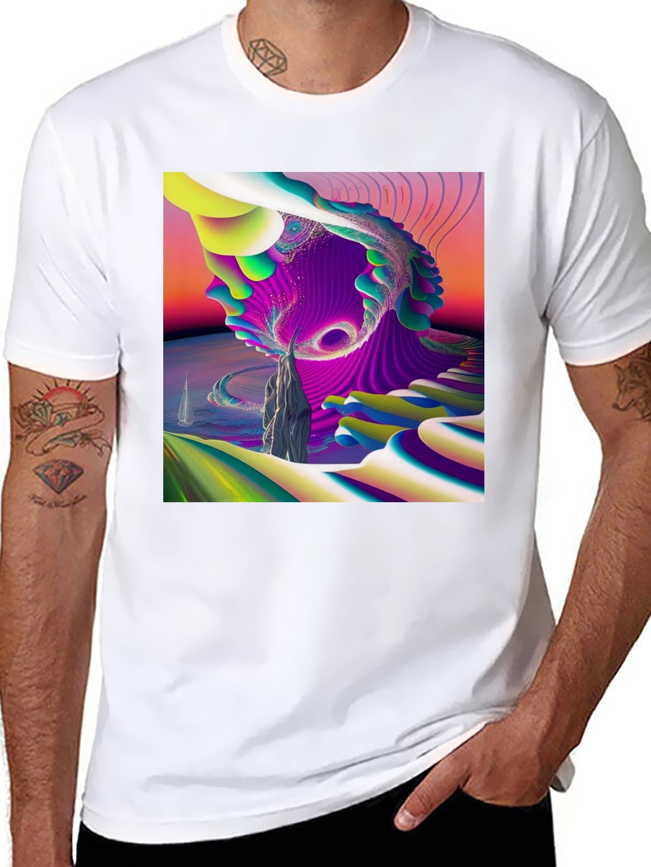 Abstract Art Tee - Vibrant Graphic Print T-Shirt