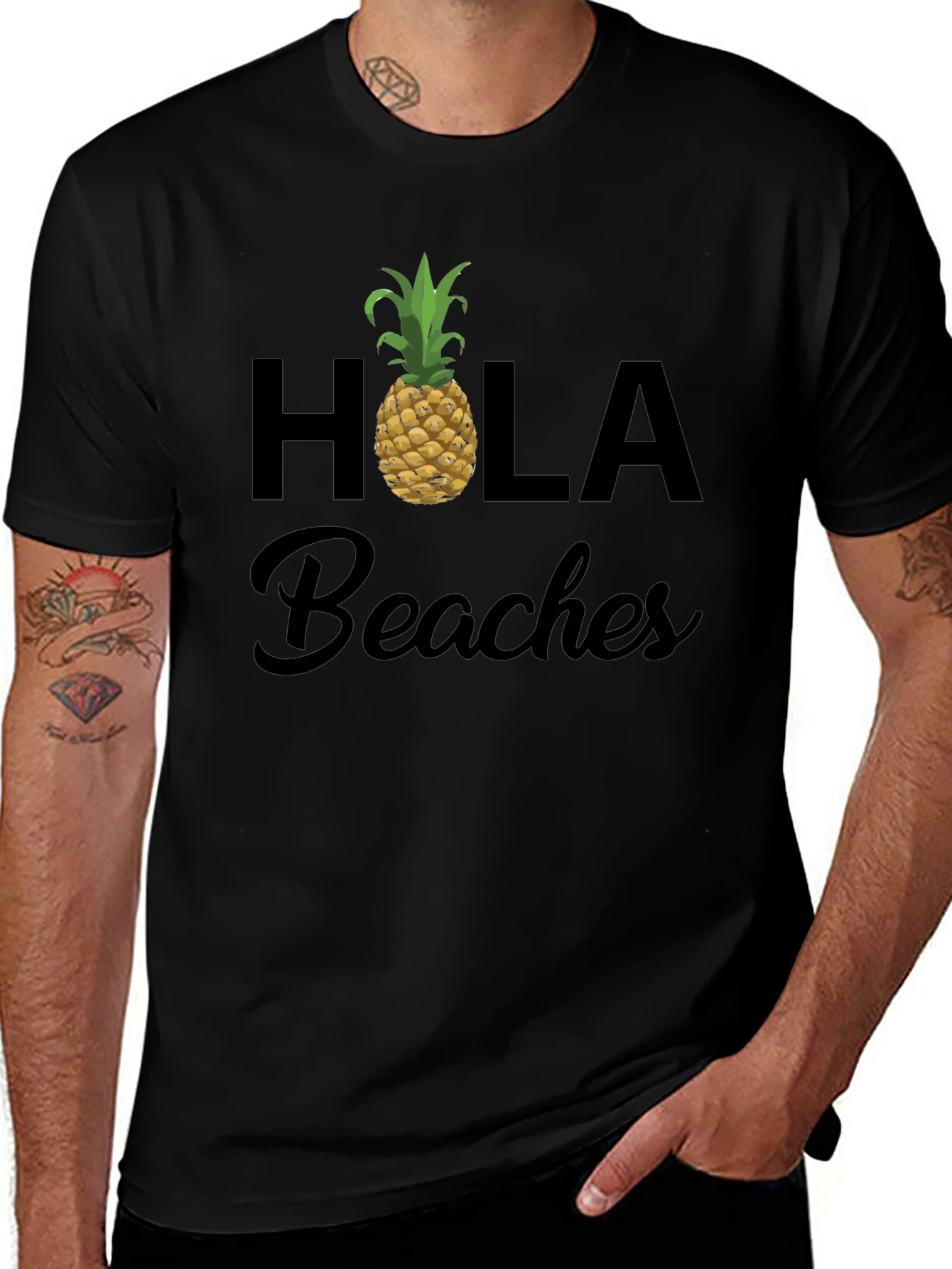 Hola Beaches Pineapple Graphic T-Shirt - Summer Vacation Ready!