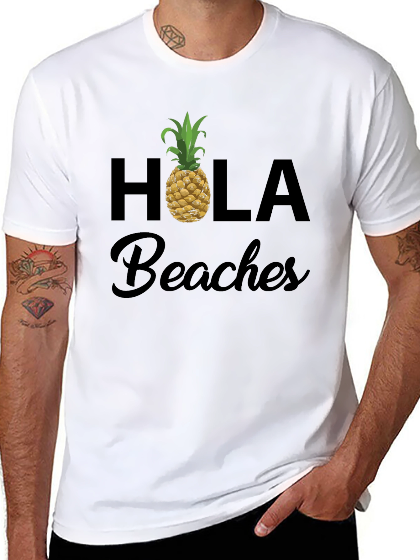 Hola Beaches Pineapple Graphic T-Shirt - Summer Vacation Ready!