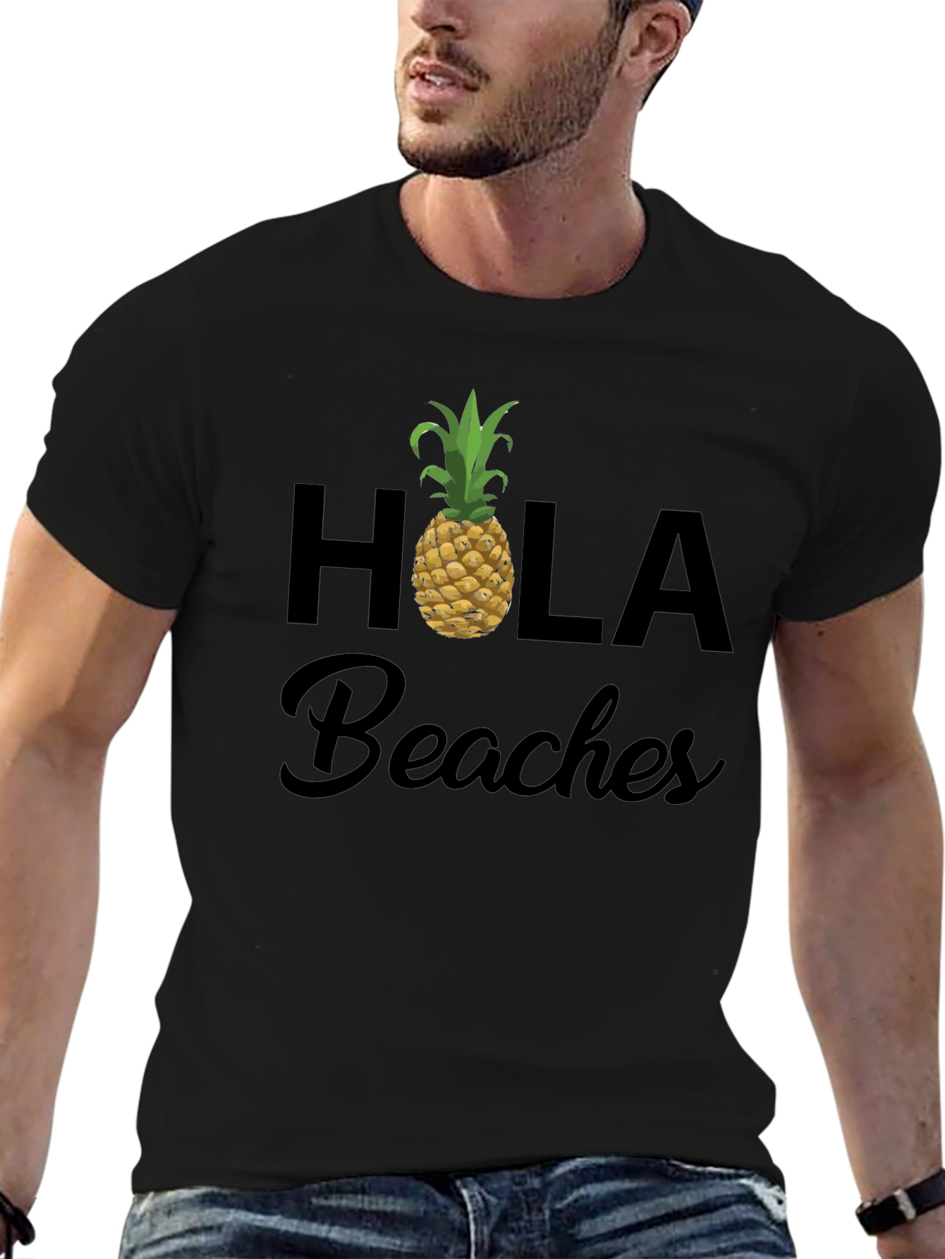Hola Beaches Pineapple Graphic T-Shirt - Summer Vacation Ready!