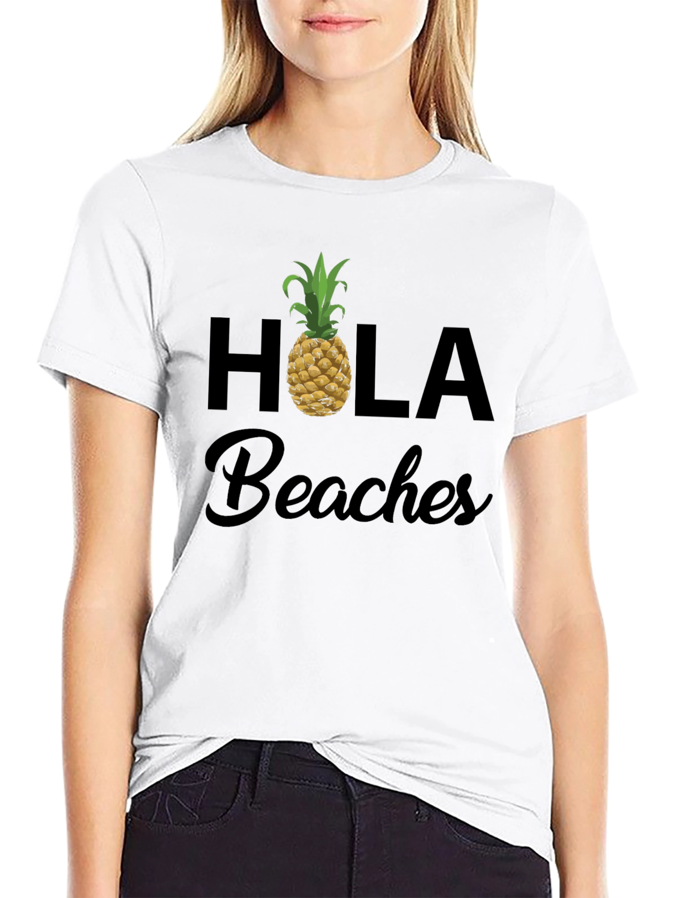 Hola Beaches Pineapple Graphic T-Shirt - Summer Vacation Ready!