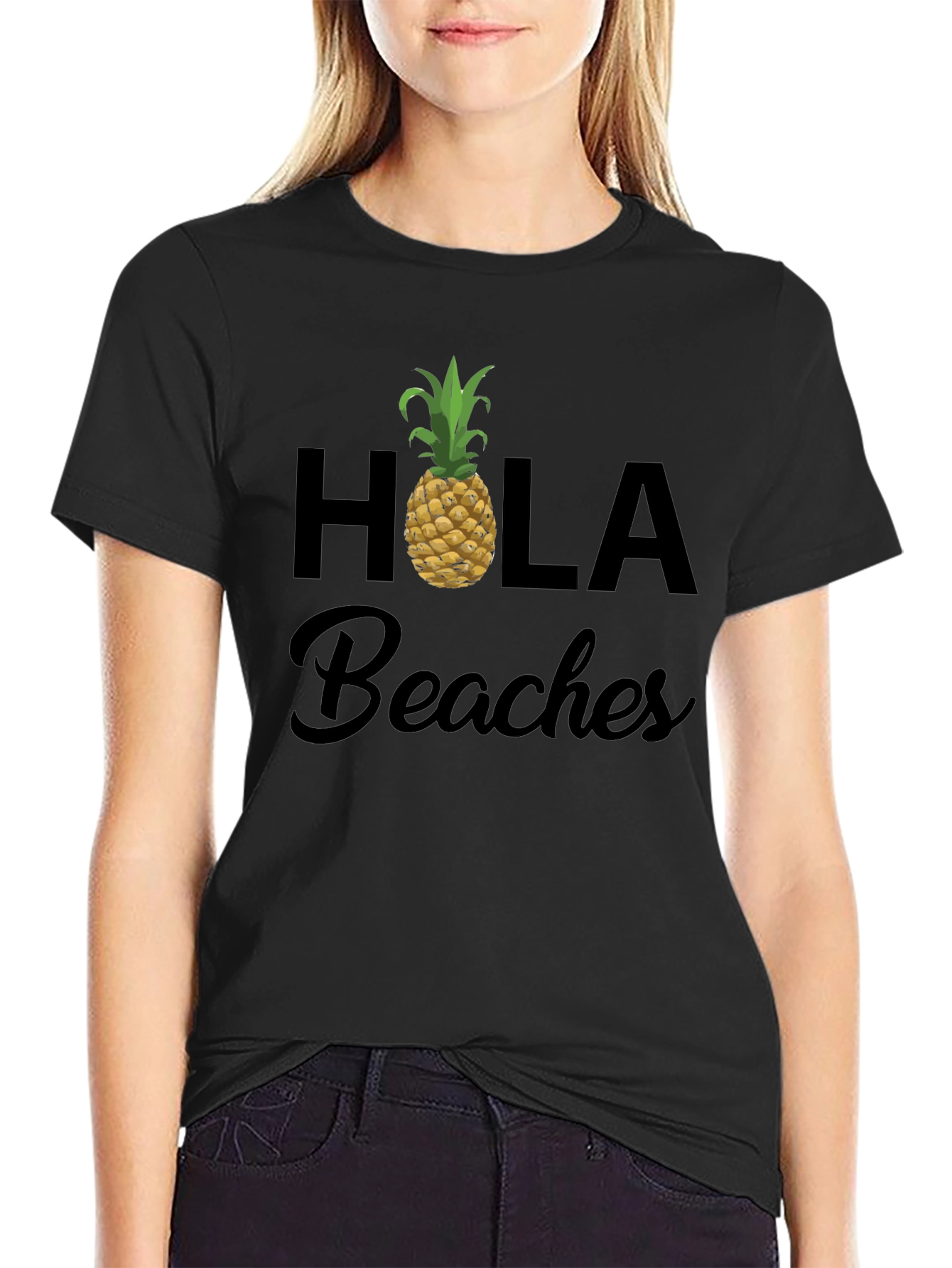 Hola Beaches Pineapple Graphic T-Shirt - Summer Vacation Ready!