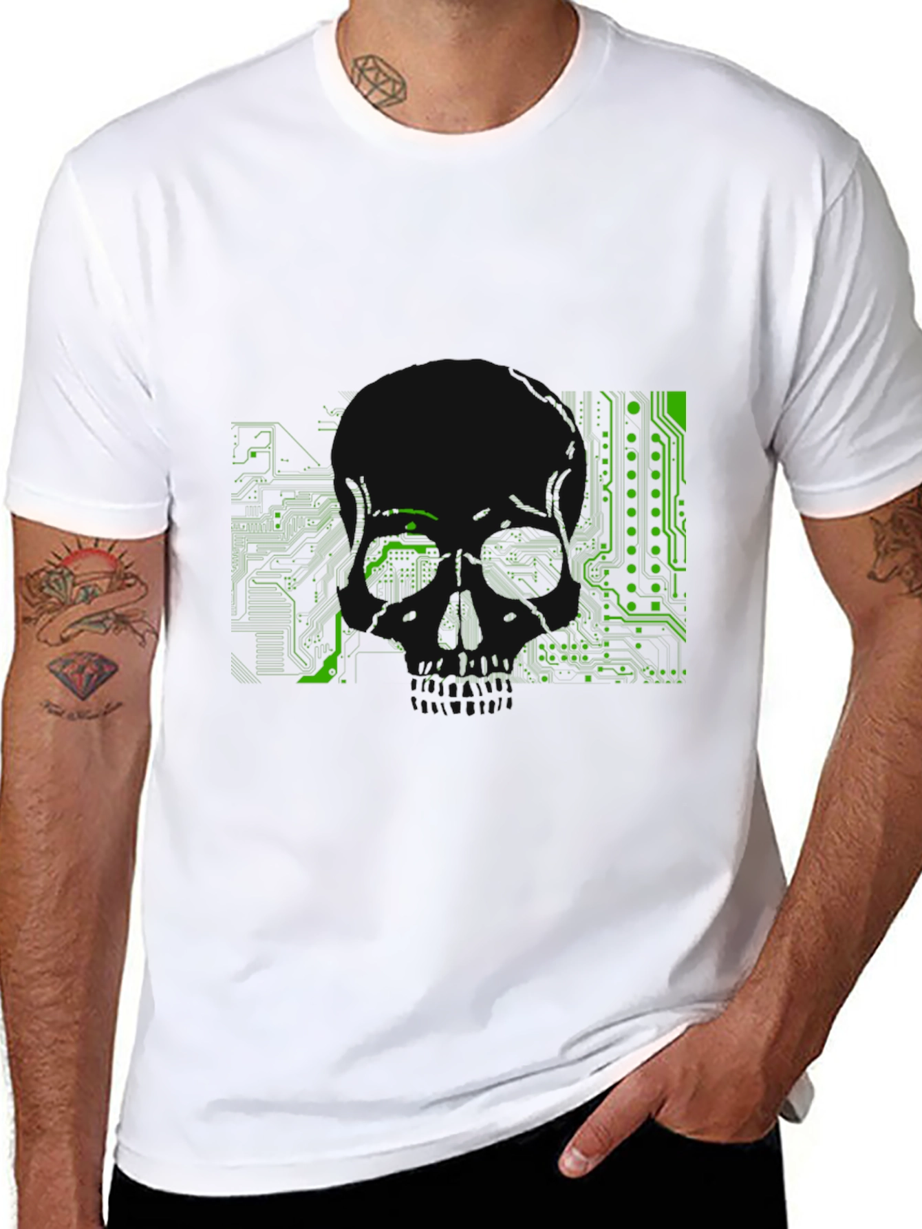 Circuit Board Skull Graphic Tee