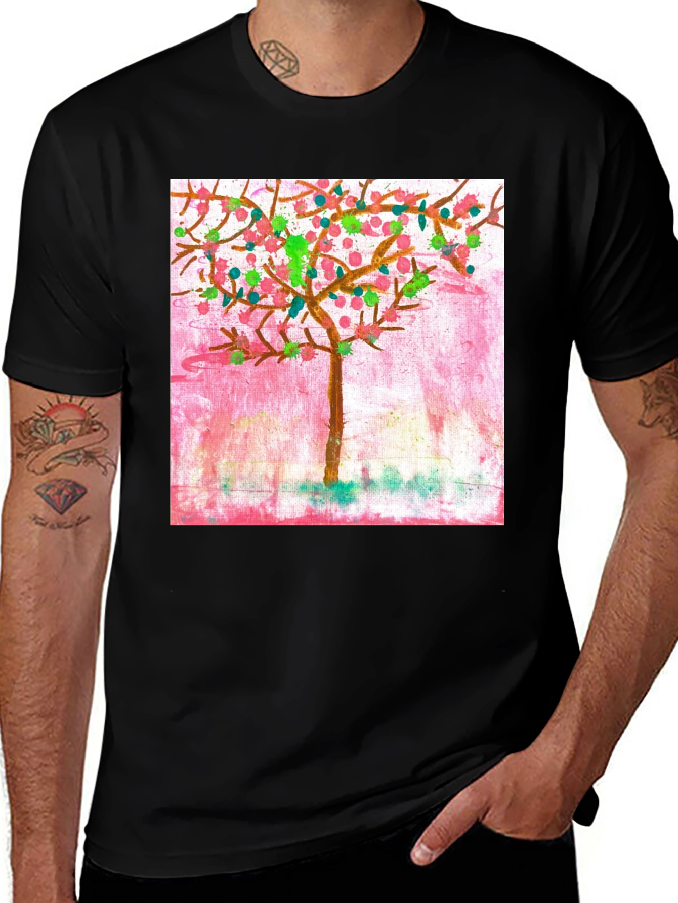 Whimsical Painted Tree Graphic Tee