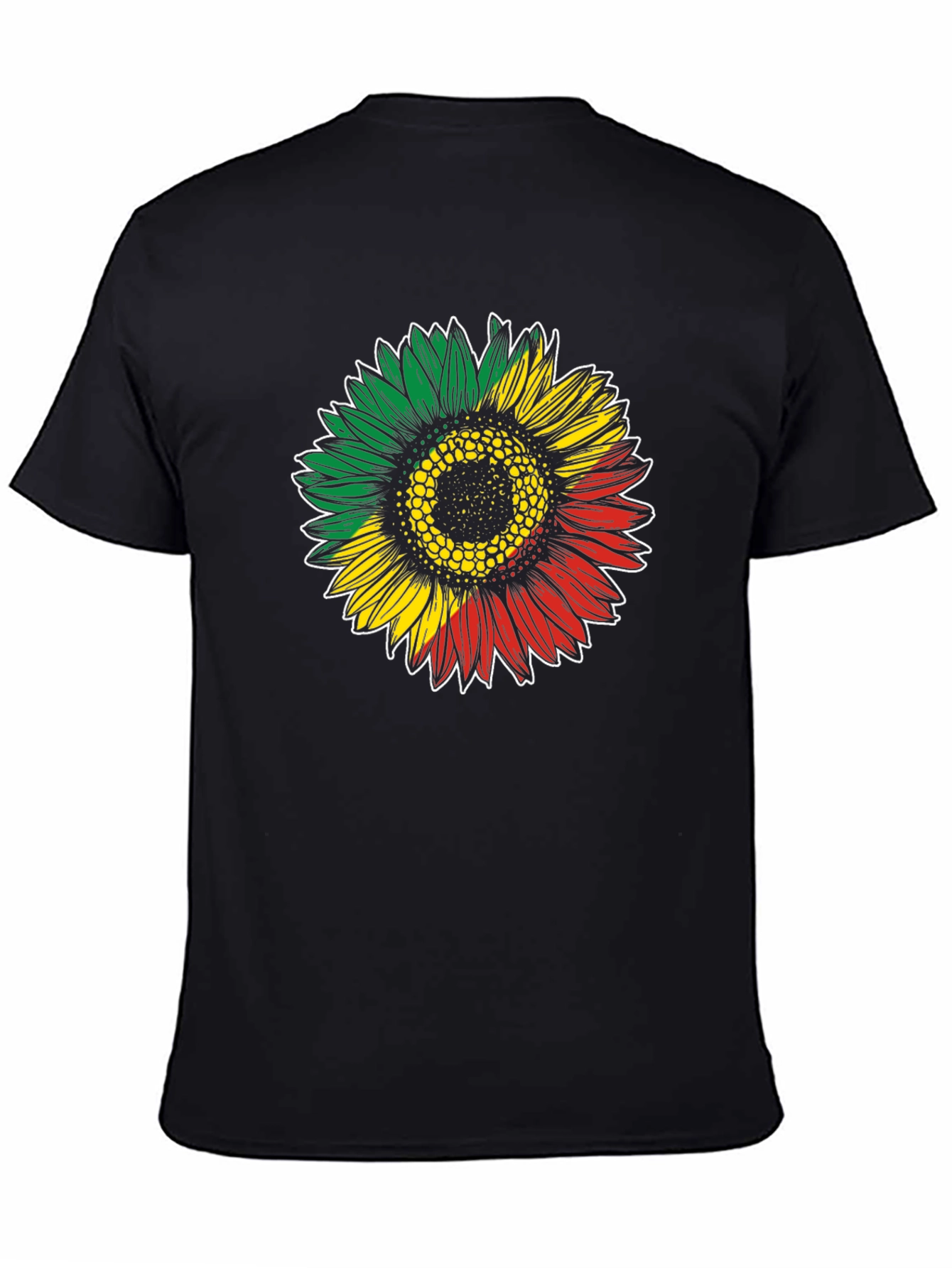 Rasta Sunflower Graphic T-Shirt - Black Cotton Tee