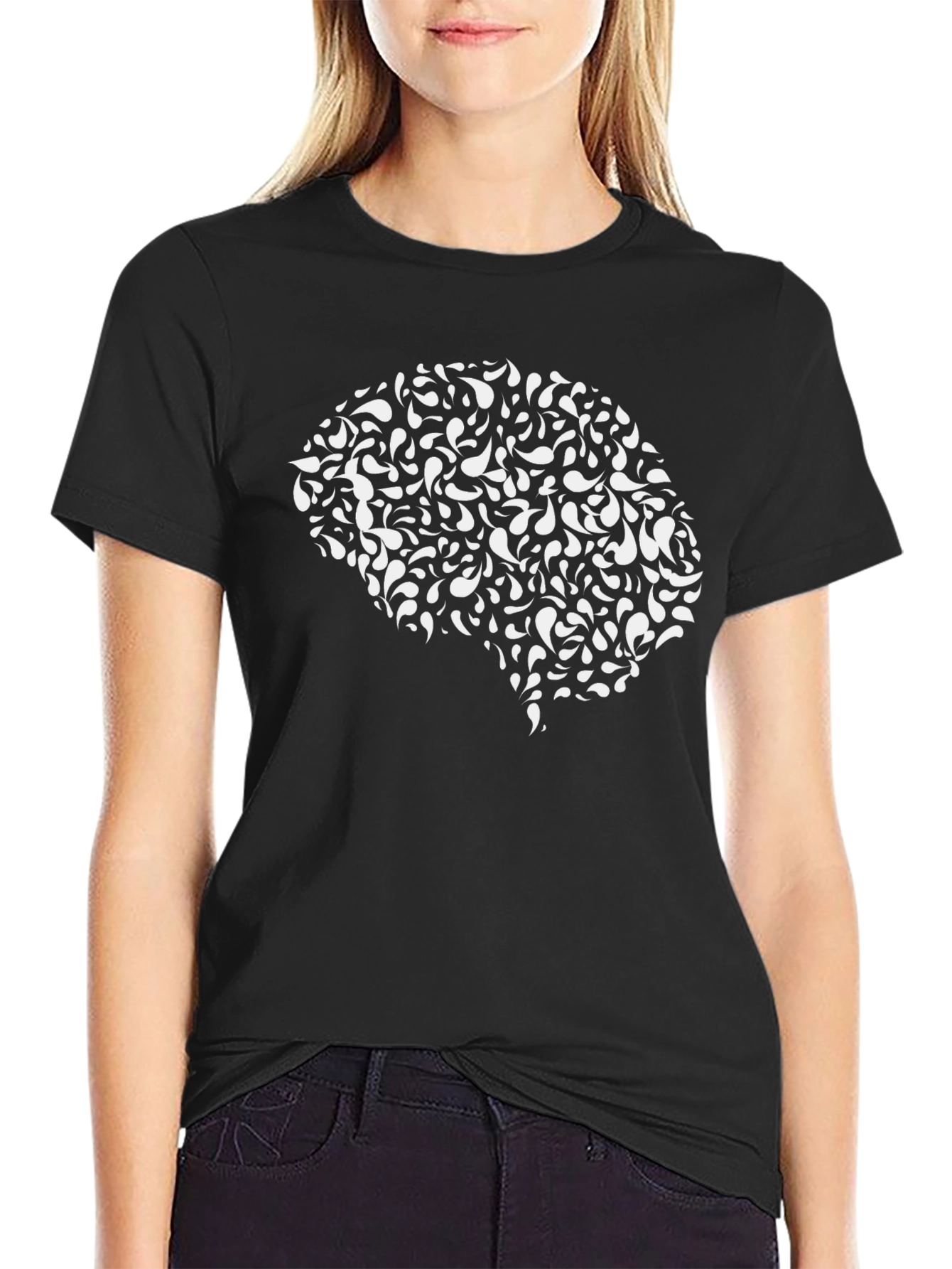Brain Graphic Tee - Black Cotton T-Shirt