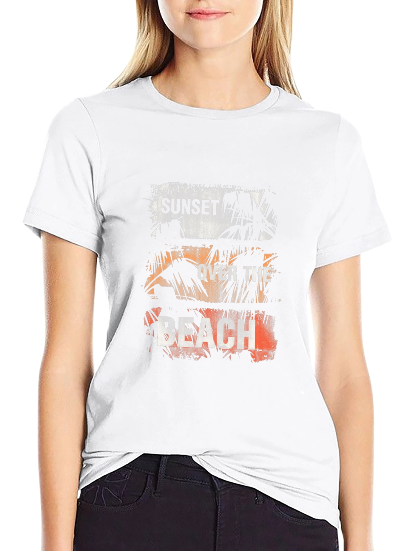 Sunset Over The Beach Graphic Tee - Black