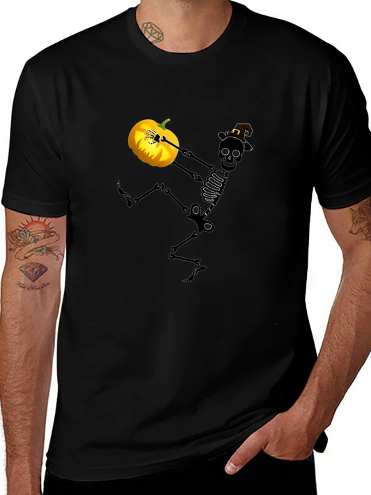 Spooky Skeleton Pumpkin Halloween Graphic Tee
