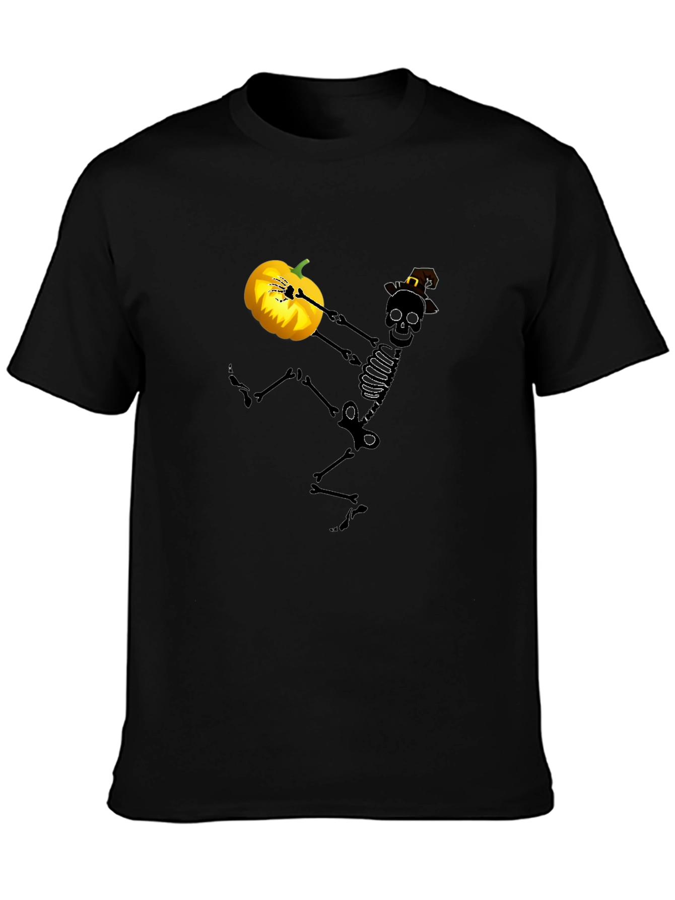 Spooky Skeleton Pumpkin Halloween Graphic Tee