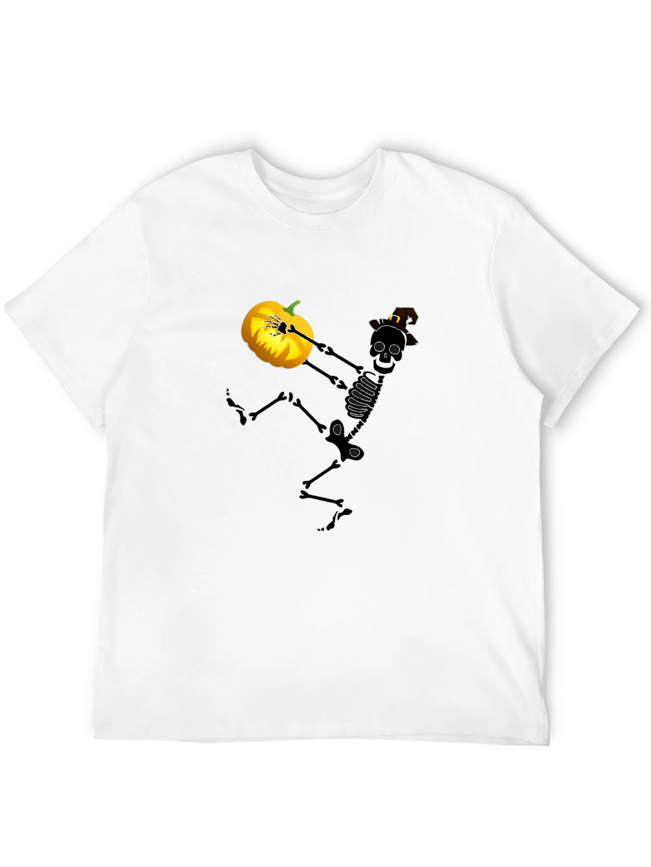Spooky Skeleton Pumpkin Halloween Graphic Tee