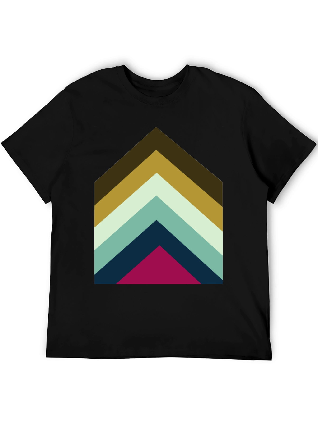 Geometric Chevron Graphic Tee - Black