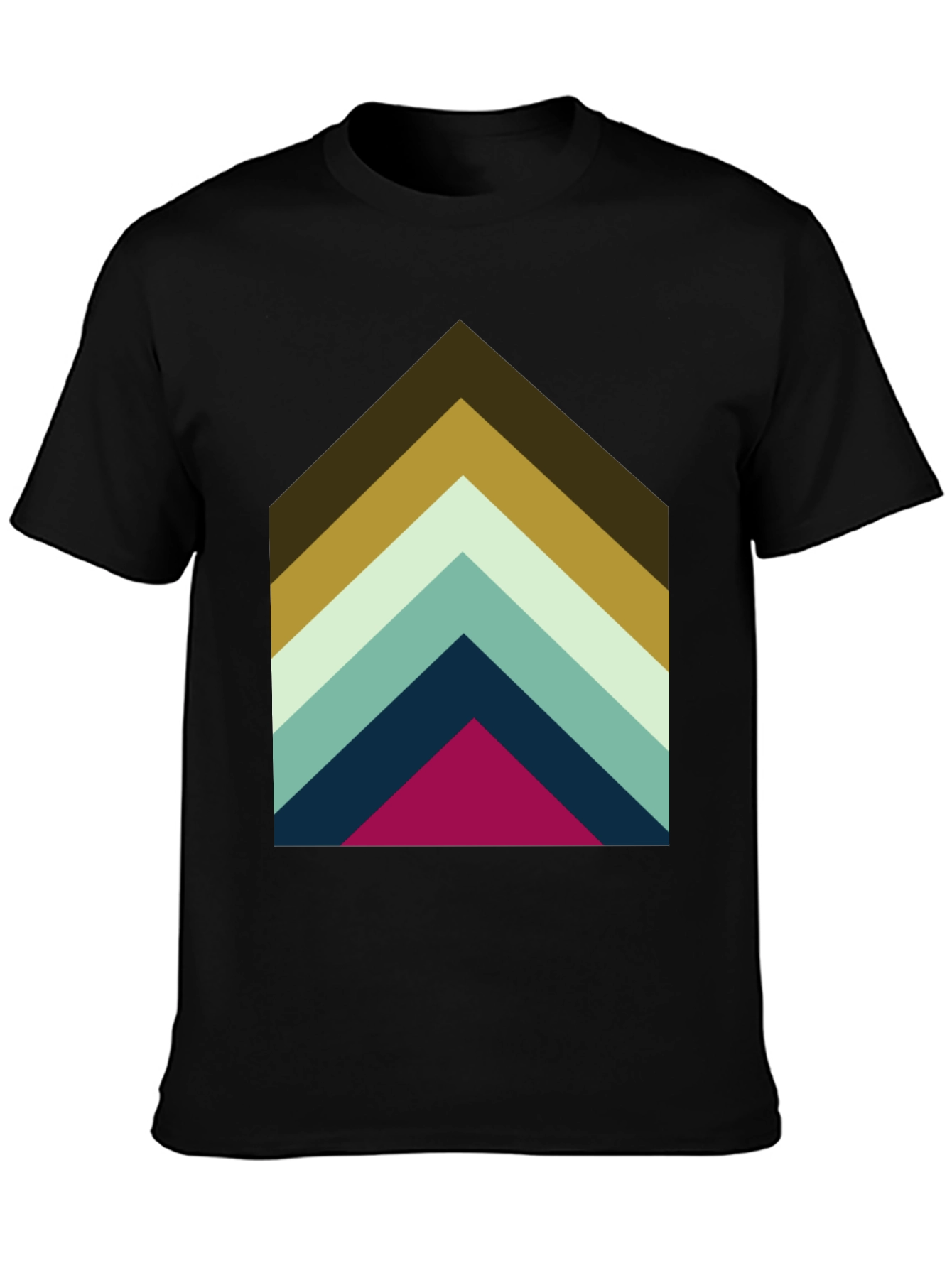 Geometric Chevron Graphic Tee - Black