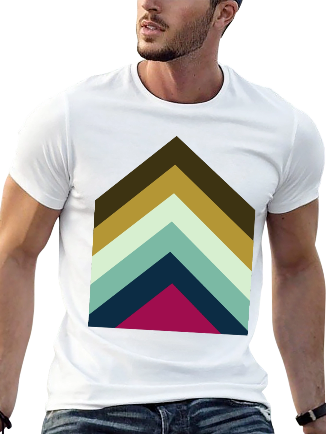 Geometric Chevron Graphic Tee - Black