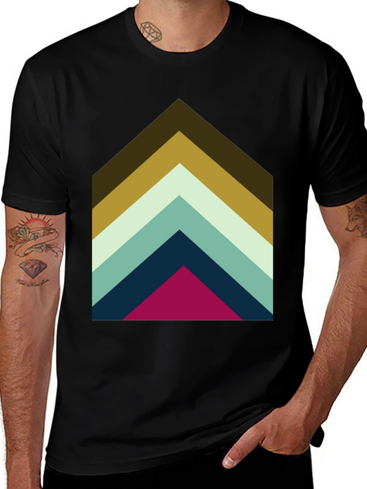 Geometric Chevron Graphic Tee - Black