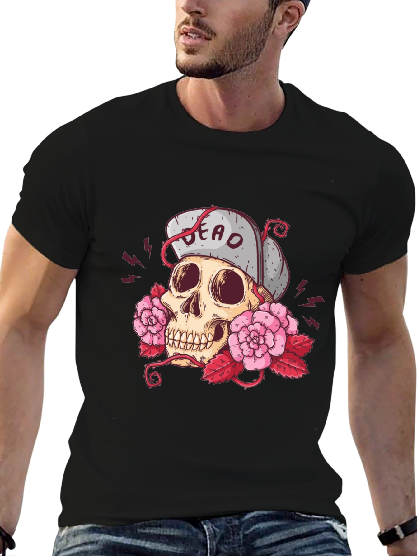 Skull & Roses Graphic Tee - Unisex Black T-Shirt
