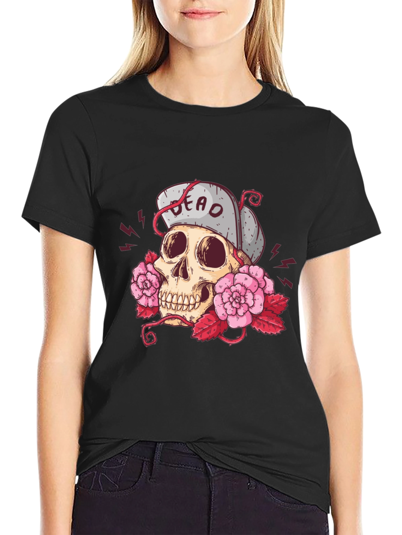 Skull & Roses Graphic Tee - Unisex Black T-Shirt
