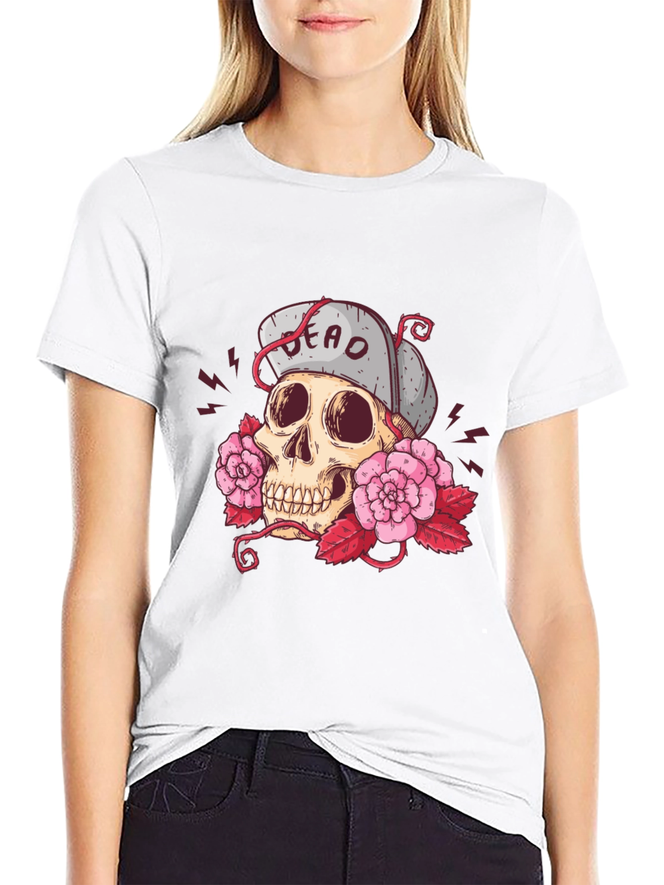 Skull & Roses Graphic Tee - Unisex Black T-Shirt
