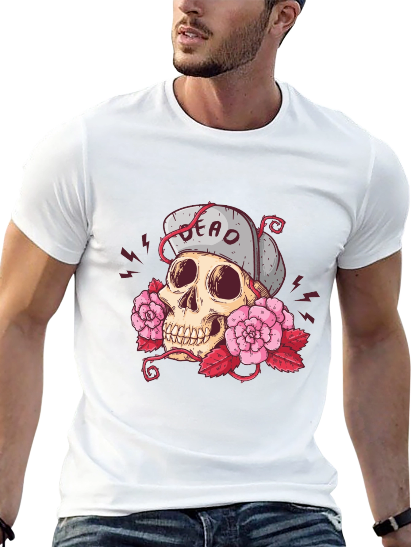 Skull & Roses Graphic Tee - Unisex Black T-Shirt