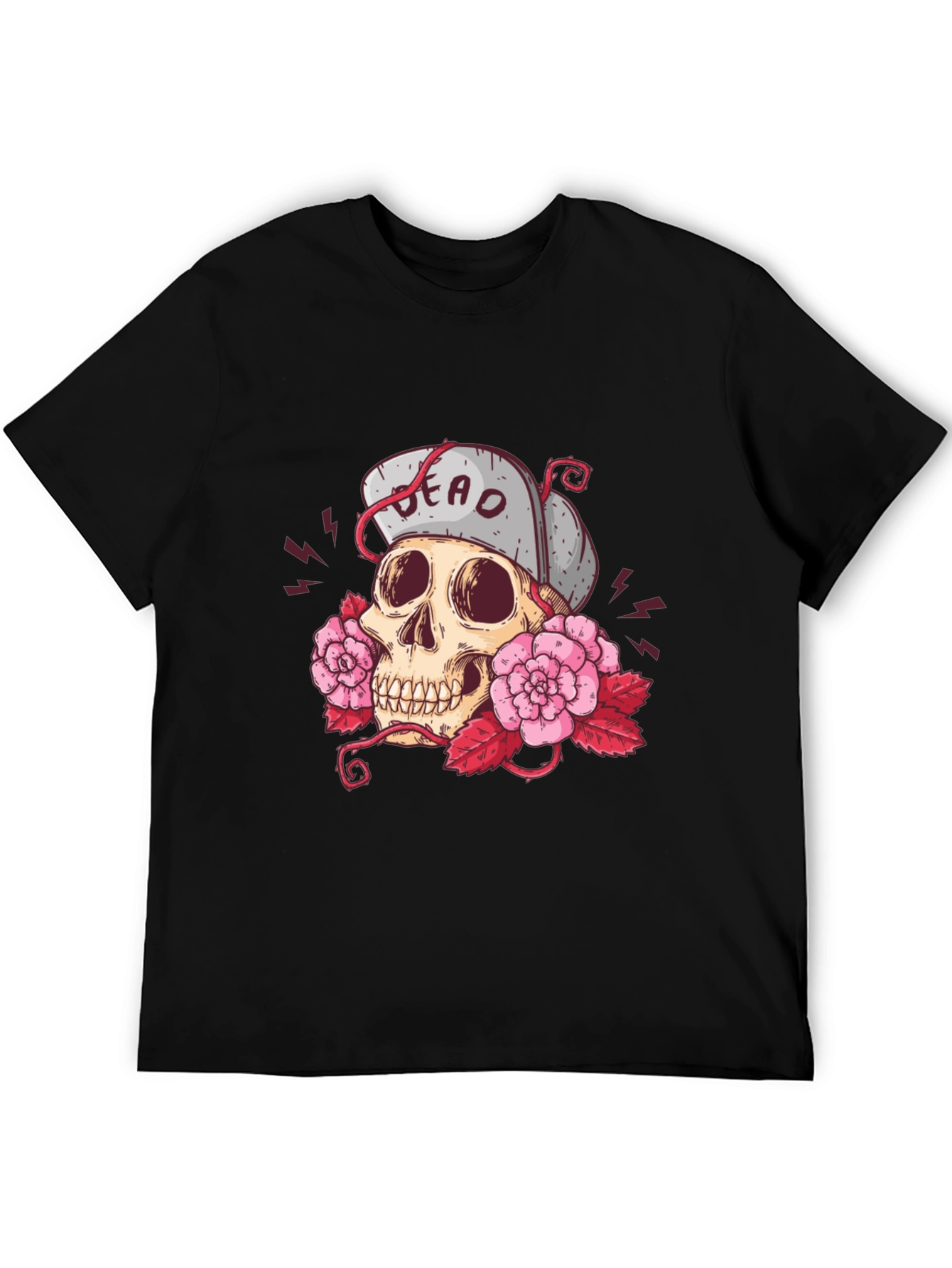 Skull & Roses Graphic Tee - Unisex Black T-Shirt