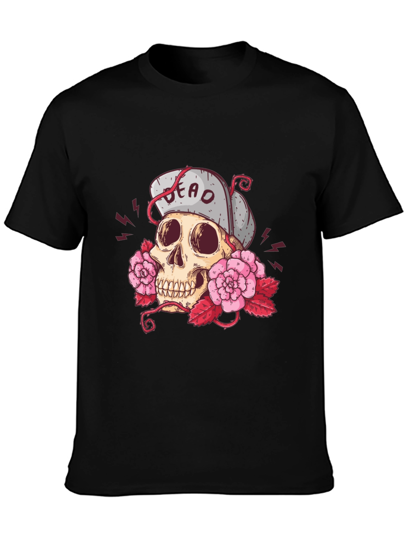 Skull & Roses Graphic Tee - Unisex Black T-Shirt