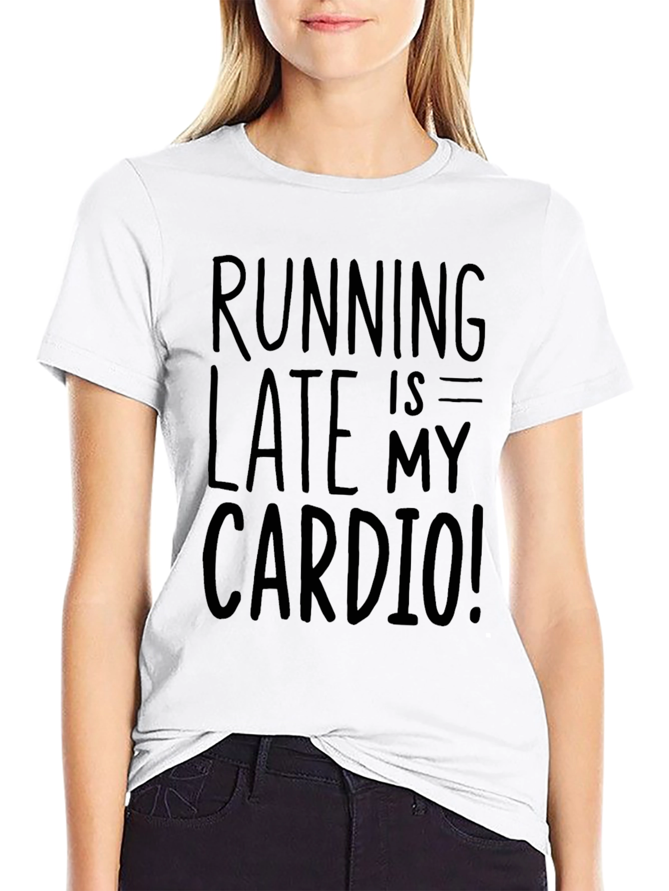 Running Late is My Cardio Black Graphic Tee