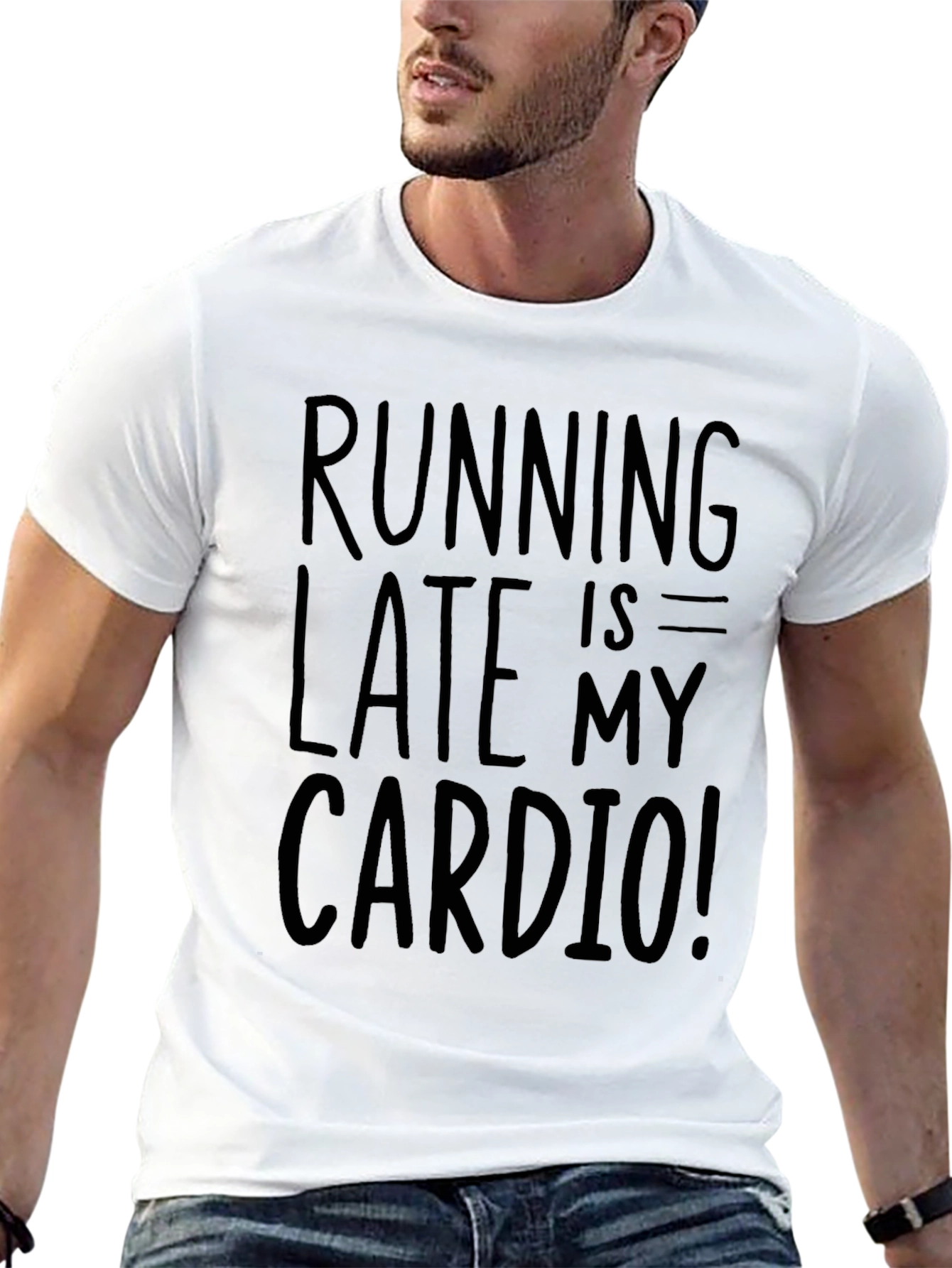 Running Late is My Cardio Black Graphic Tee