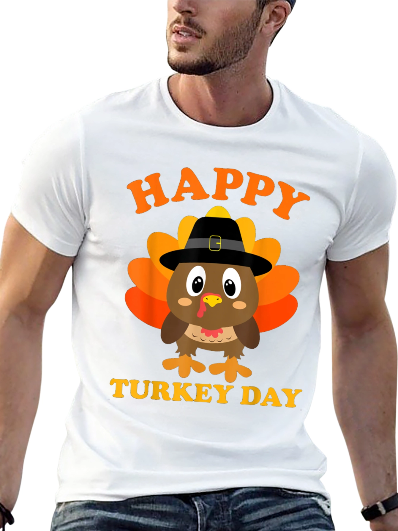Happy Turkey Day Graphic Tee - Thanksgiving Shirt