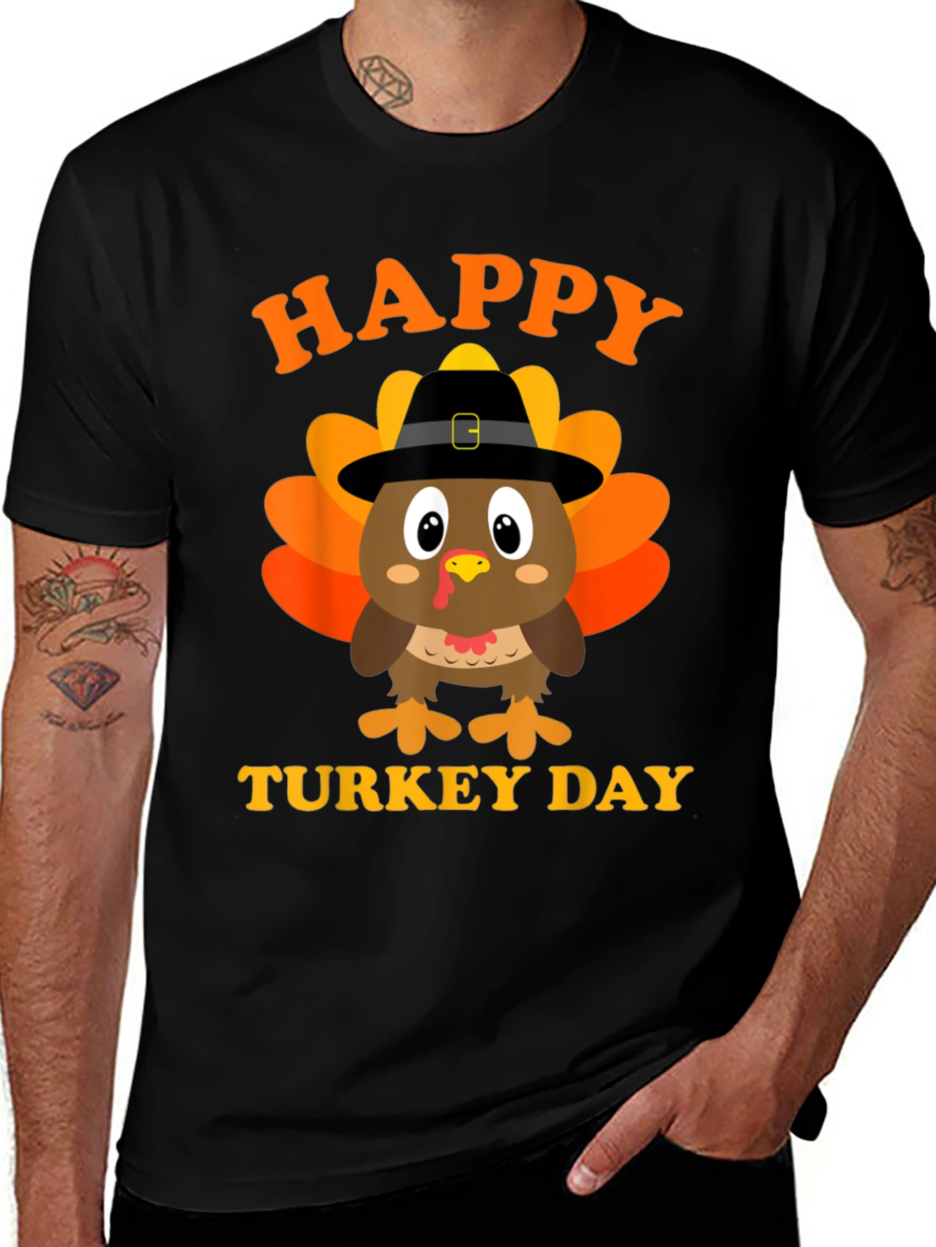 Happy Turkey Day Graphic Tee - Thanksgiving Shirt