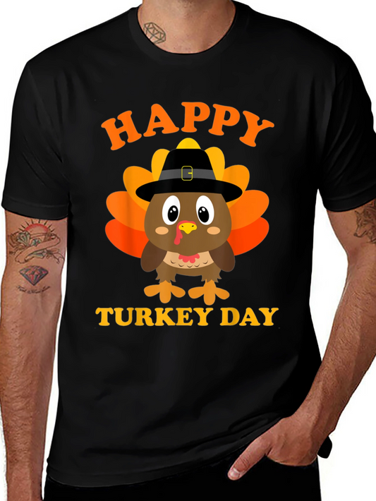 Happy Turkey Day Graphic Tee - Thanksgiving Shirt