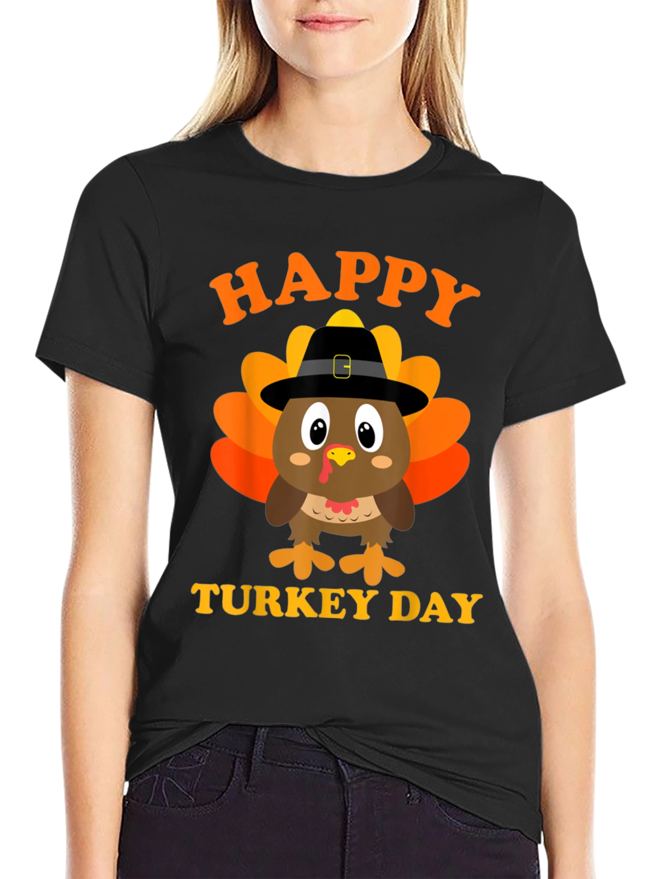 Happy Turkey Day Graphic Tee - Thanksgiving Shirt