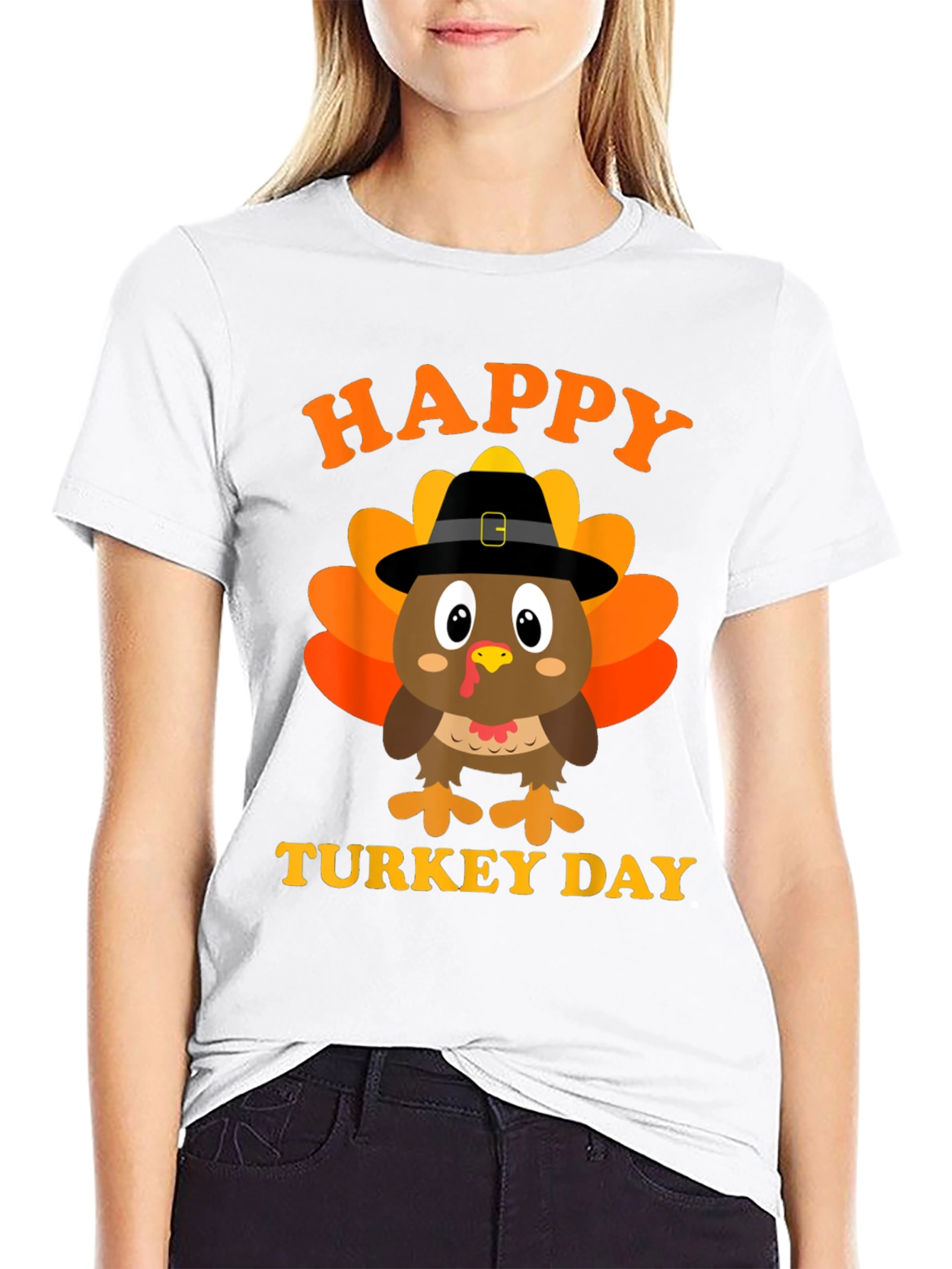 Happy Turkey Day Graphic Tee - Thanksgiving Shirt