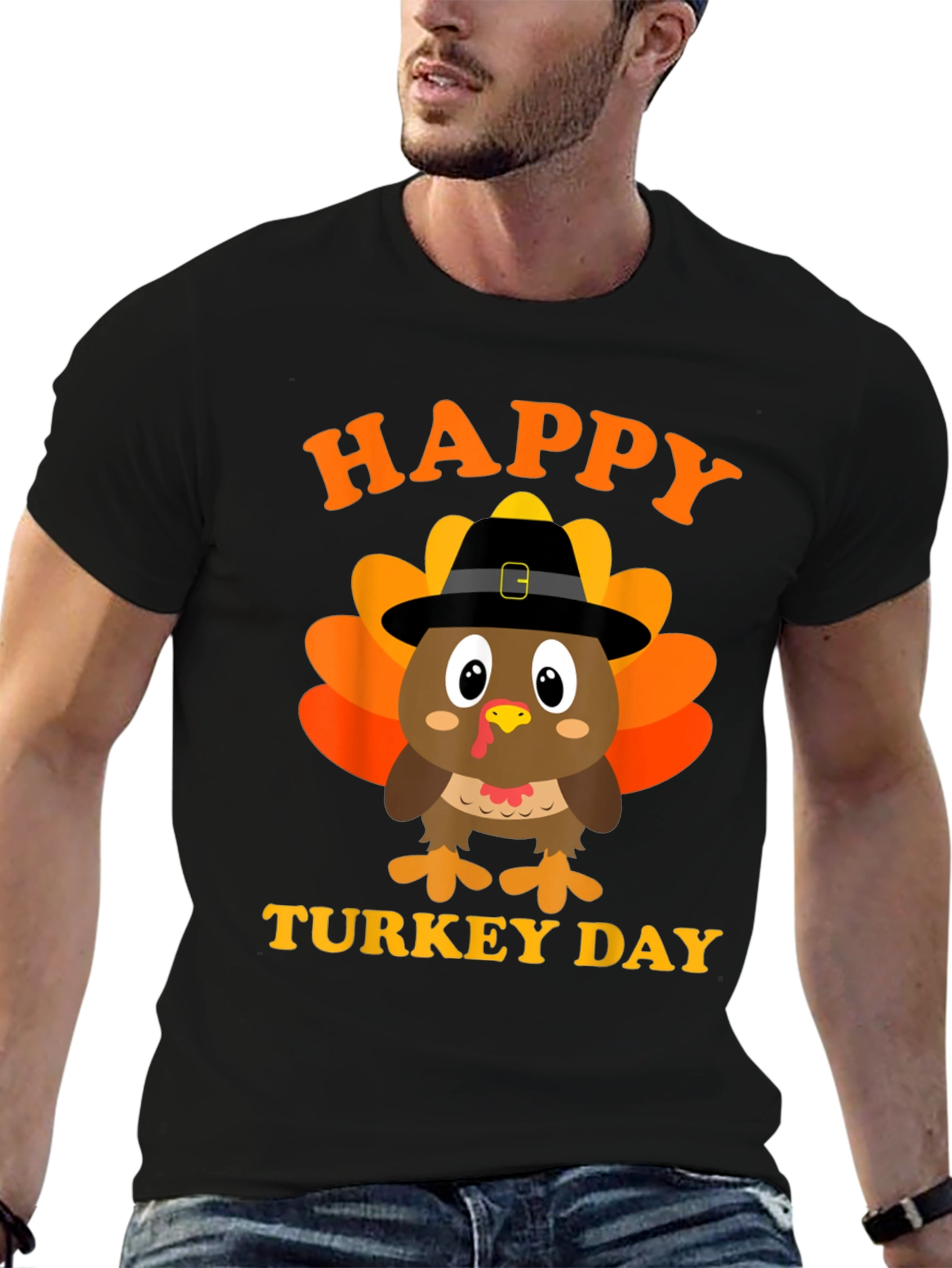 Happy Turkey Day Graphic Tee - Thanksgiving Shirt