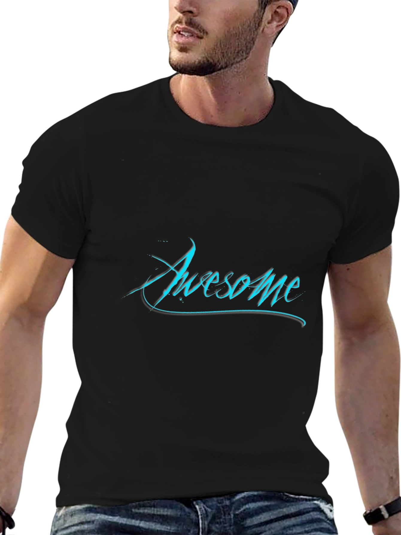 Awesome Graphic Print Black T-Shirt