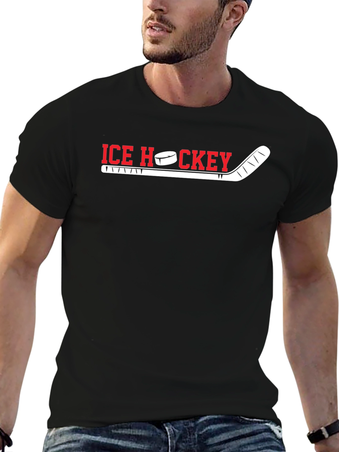 Ice Hockey Graphic T-Shirt - Sporty Casual Tee