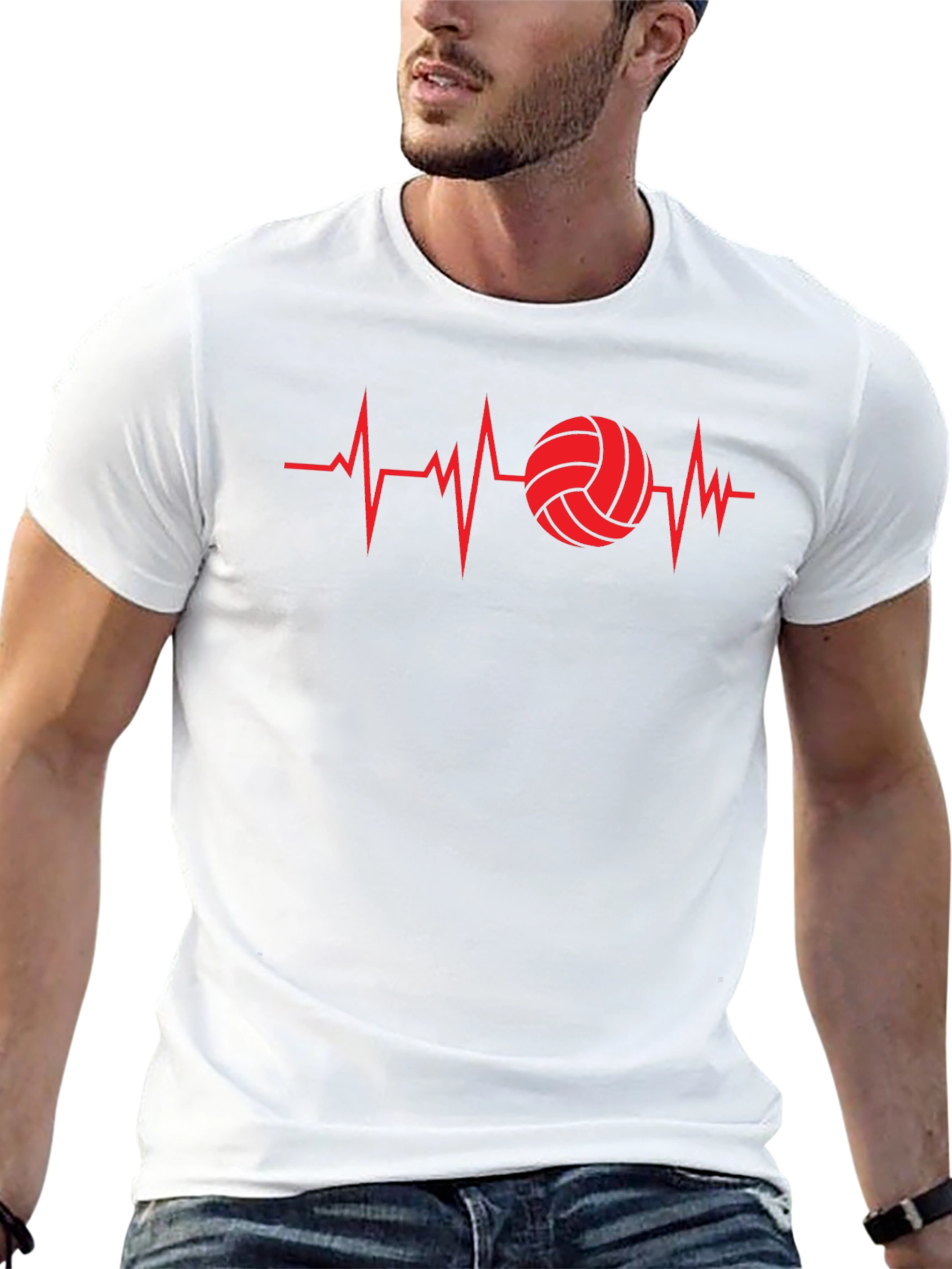 Volleyball Heartbeat Graphic Tee - Sports Fan T-Shirt