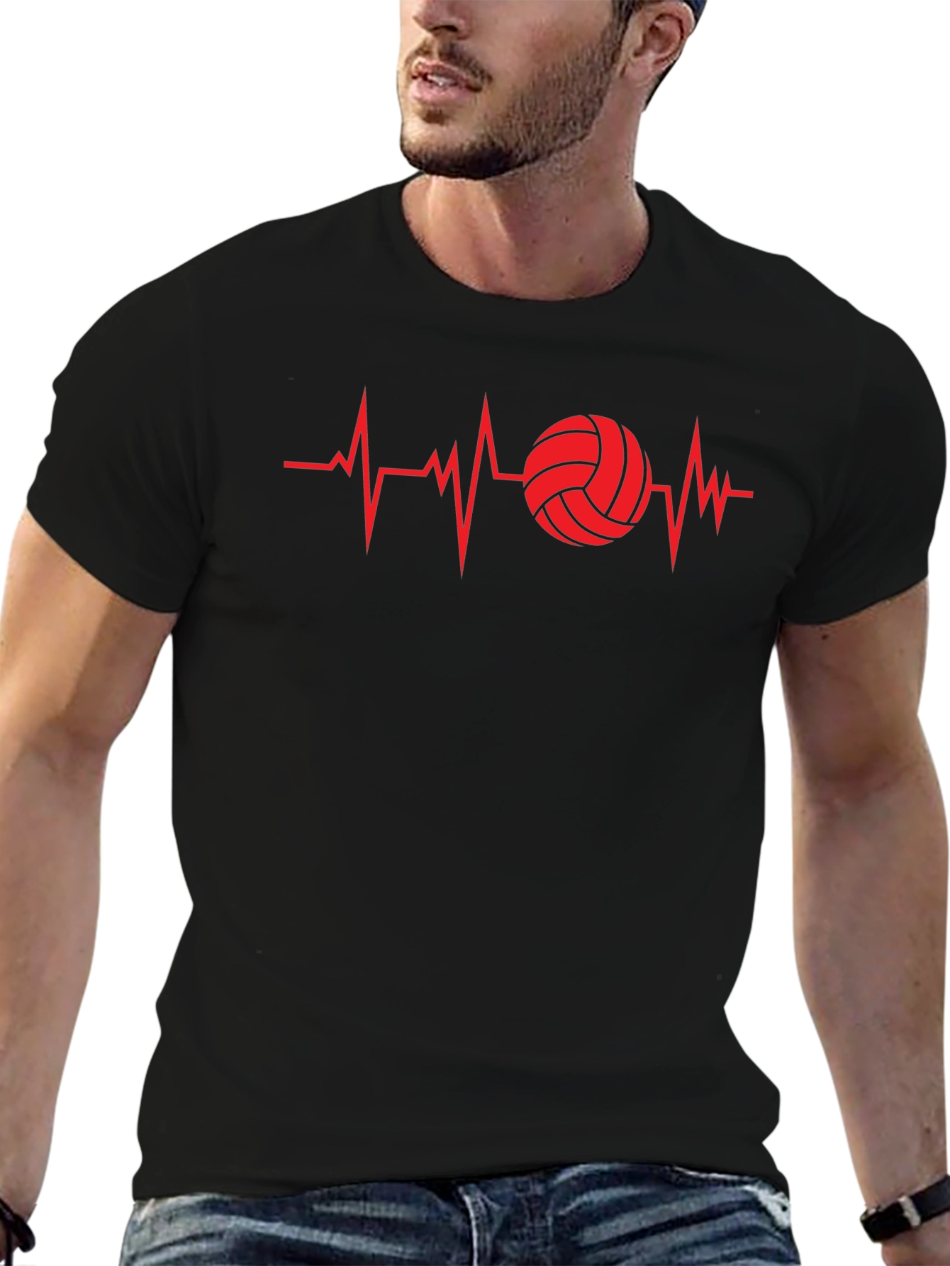 Volleyball Heartbeat Graphic Tee - Sports Fan T-Shirt