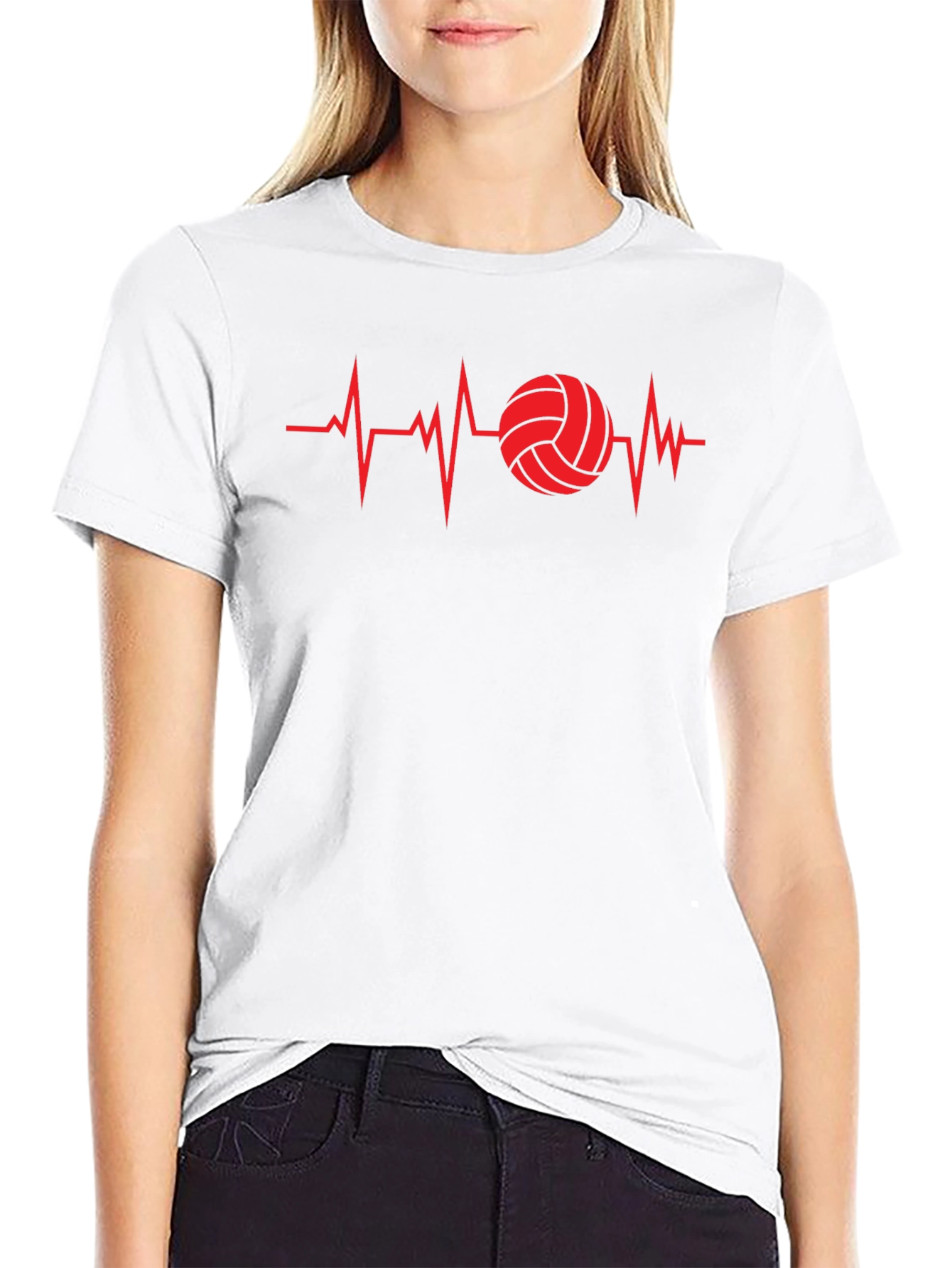 Volleyball Heartbeat Graphic Tee - Sports Fan T-Shirt
