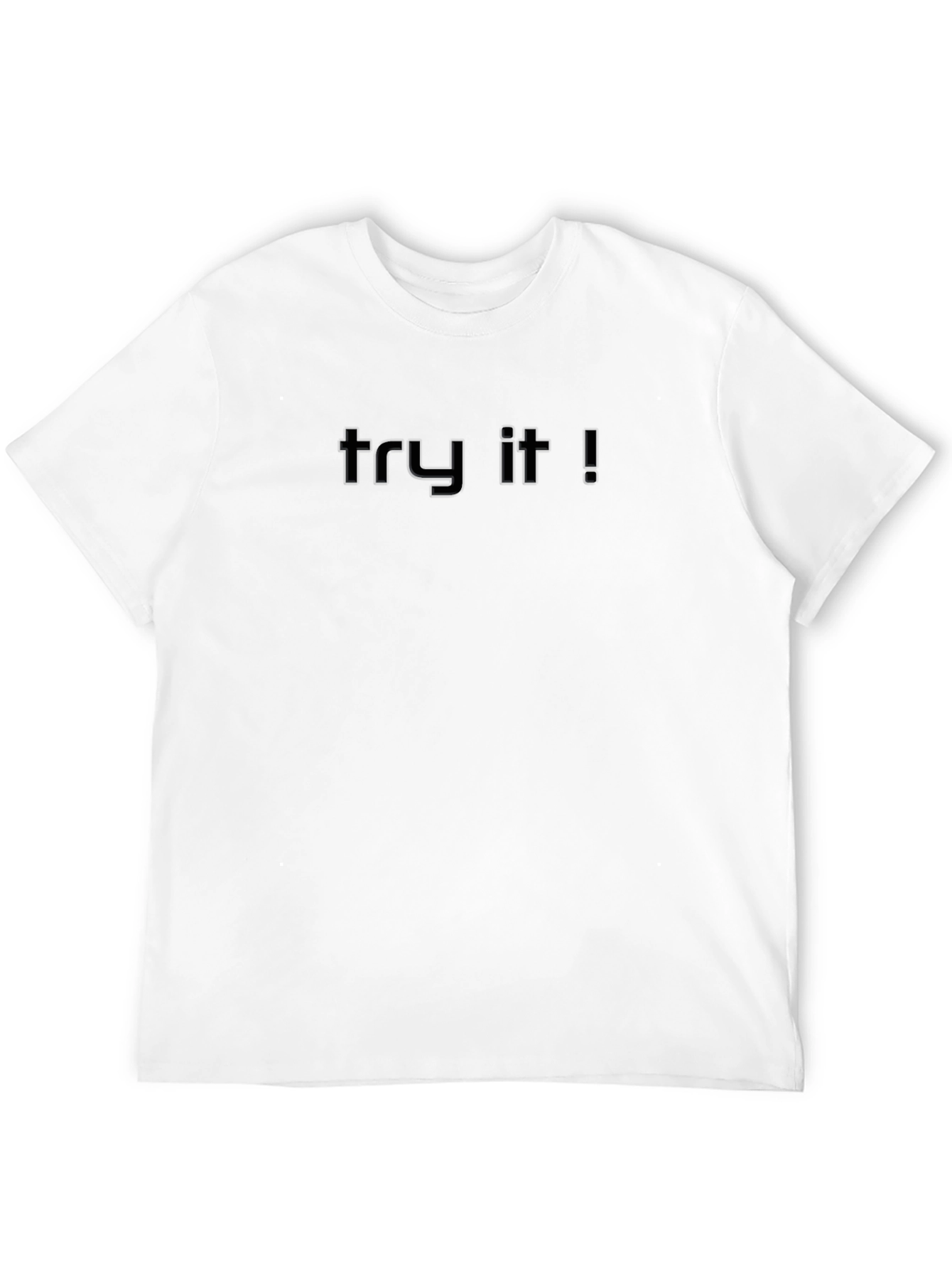 Try It! Black Embossed Graphic Tee - Modern Style