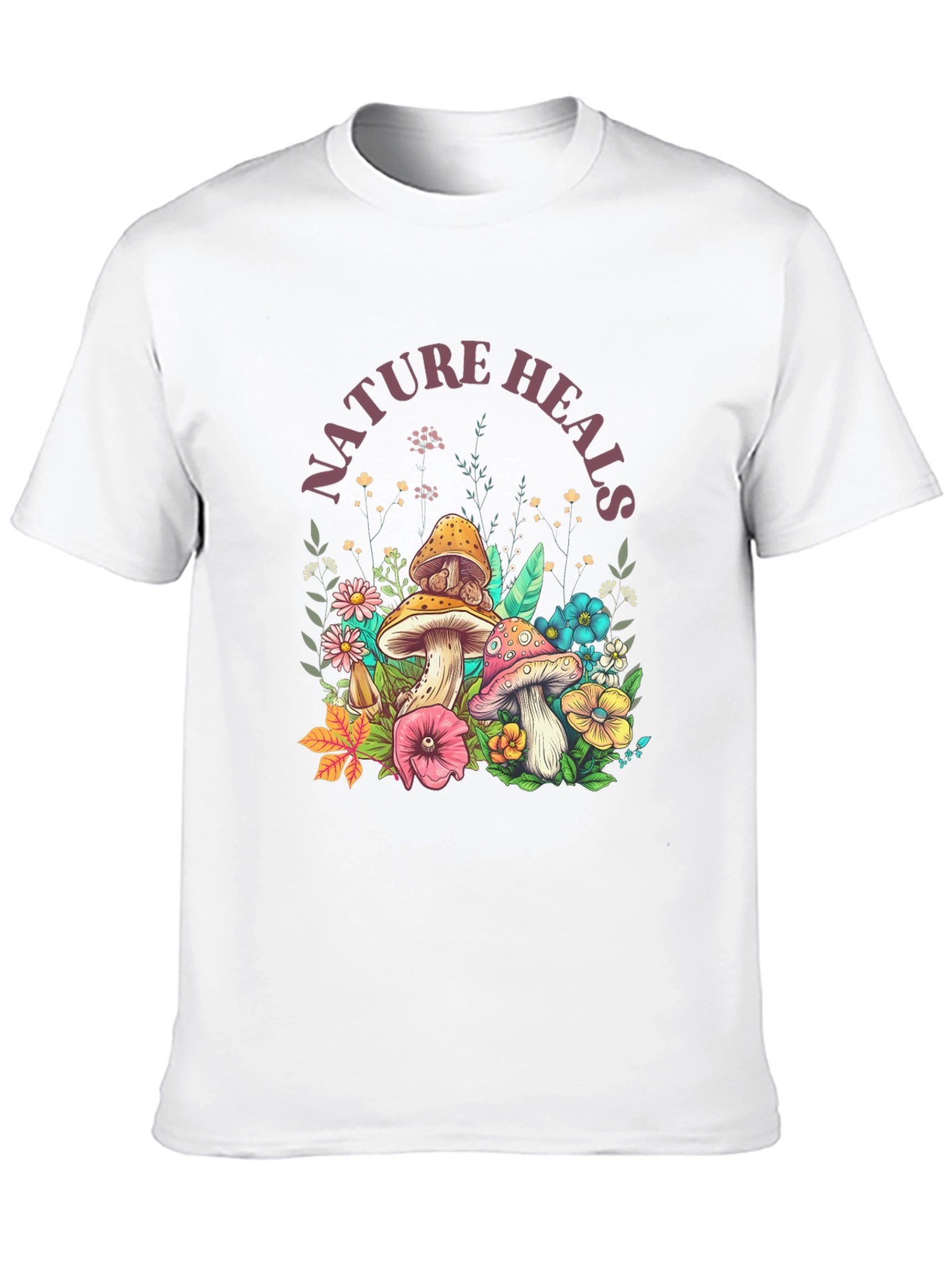 Nature Heals Graphic Tee - Mushroom Design