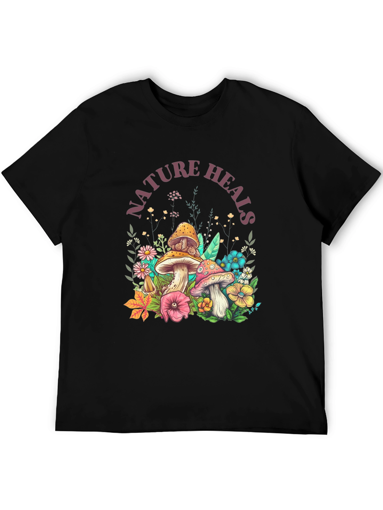 Nature Heals Graphic Tee - Mushroom Design