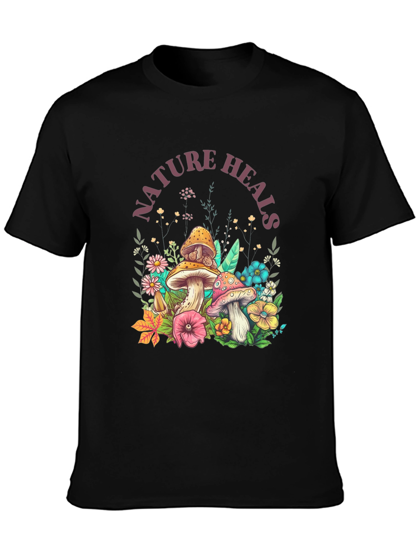 Nature Heals Graphic Tee - Mushroom Design
